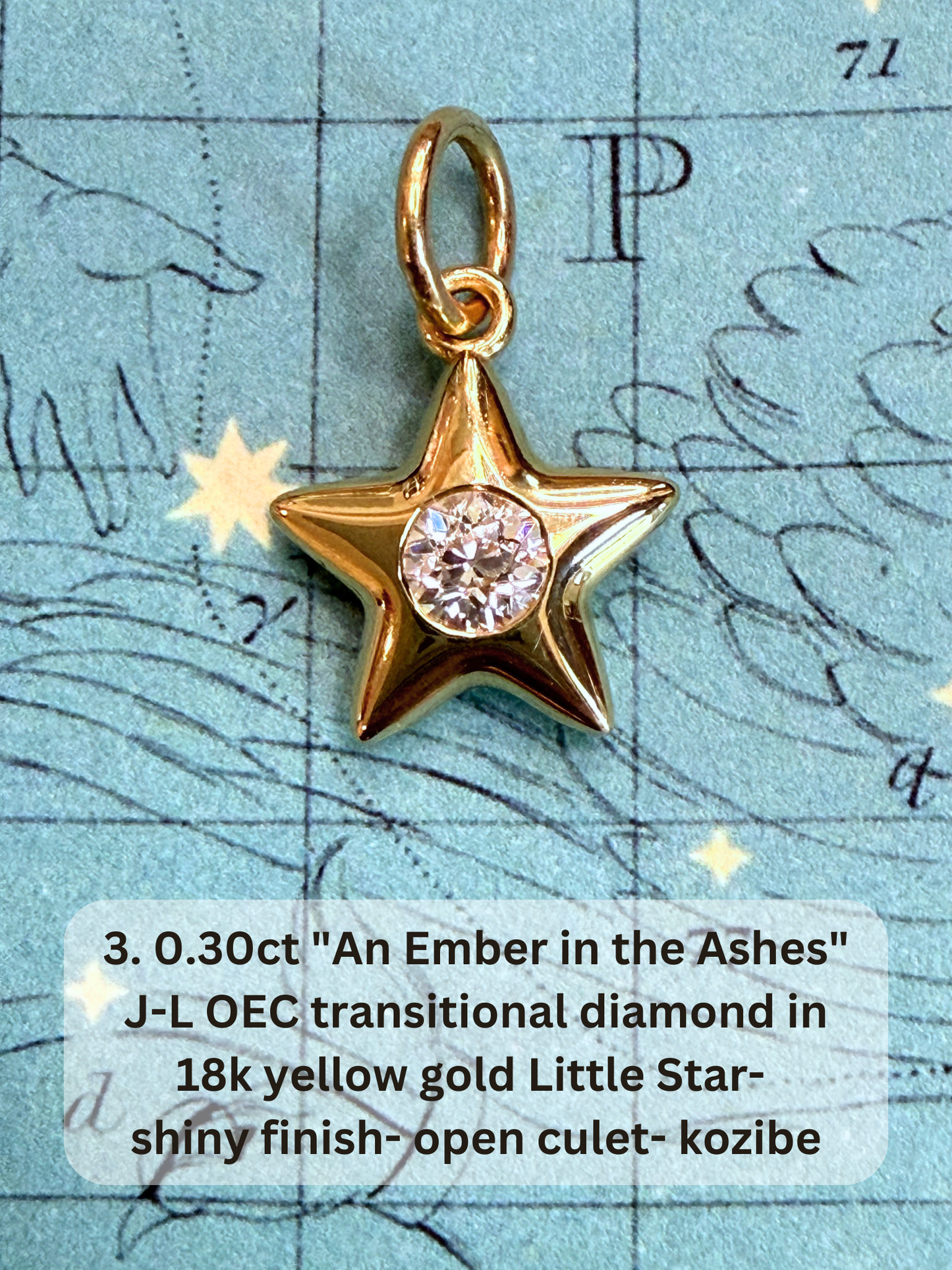 18k Little Star© volume 20 old cut diamond, sapphire, ruby