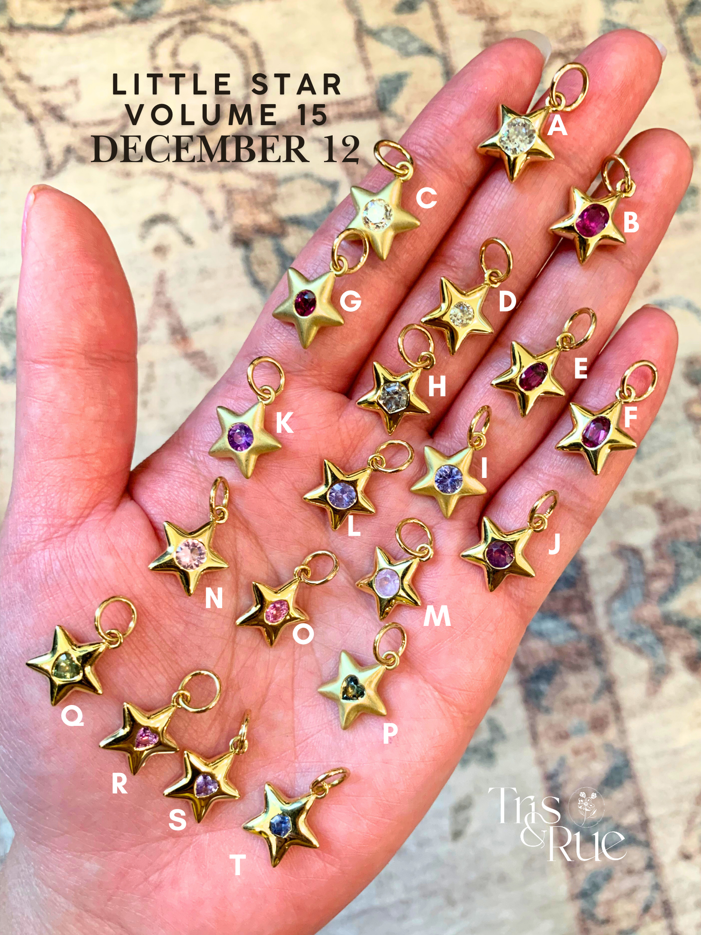 18k Little Star© volume 15 old cut diamonds, Mother Stars, heart edition sapphires, multicolor sapphires