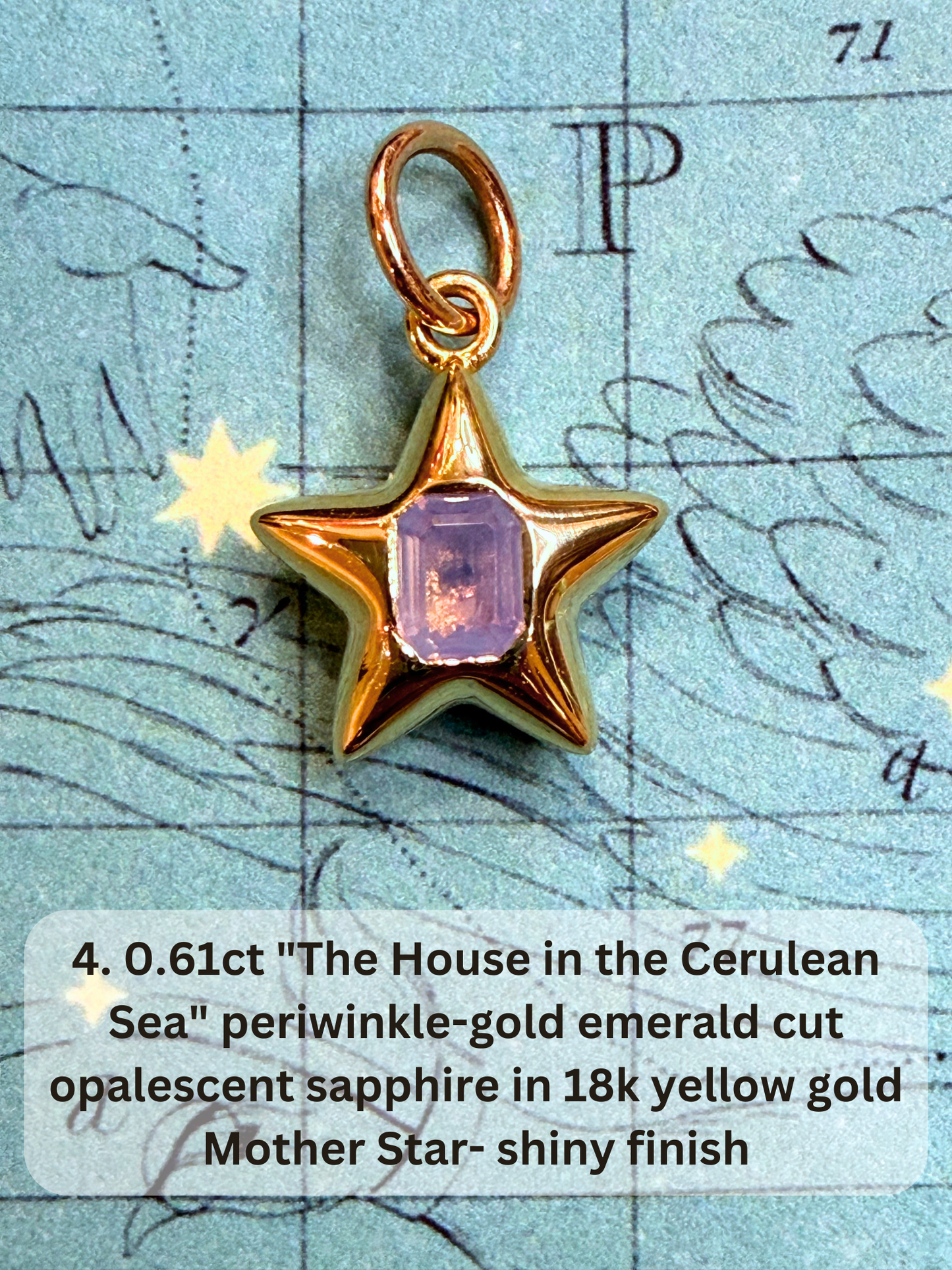 18k Little Star© volume 21 old cut diamond, sapphire, spinel