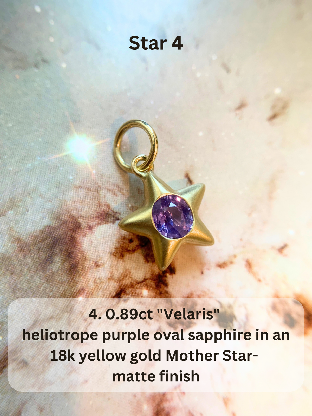 18k Little Star© volume 23 old cut diamond, sapphire, spinel, garnet