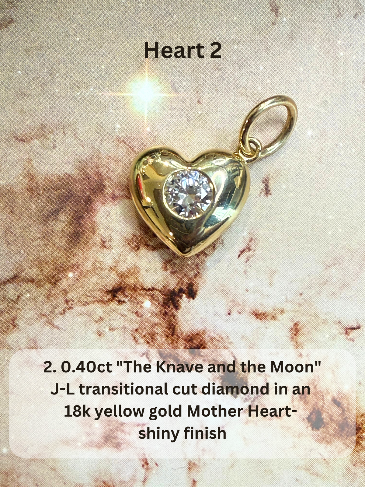 18k Little Heart© volume 1 old cut diamonds, sapphires