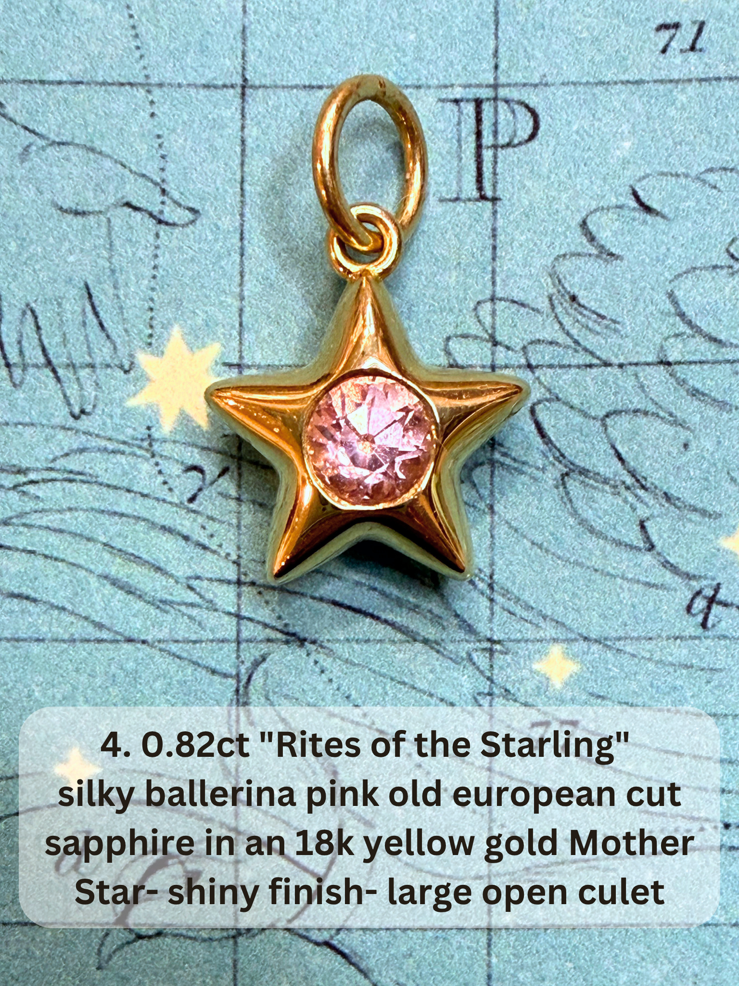 18k Little Star© volume 22 old cut diamond, sapphire, spinel