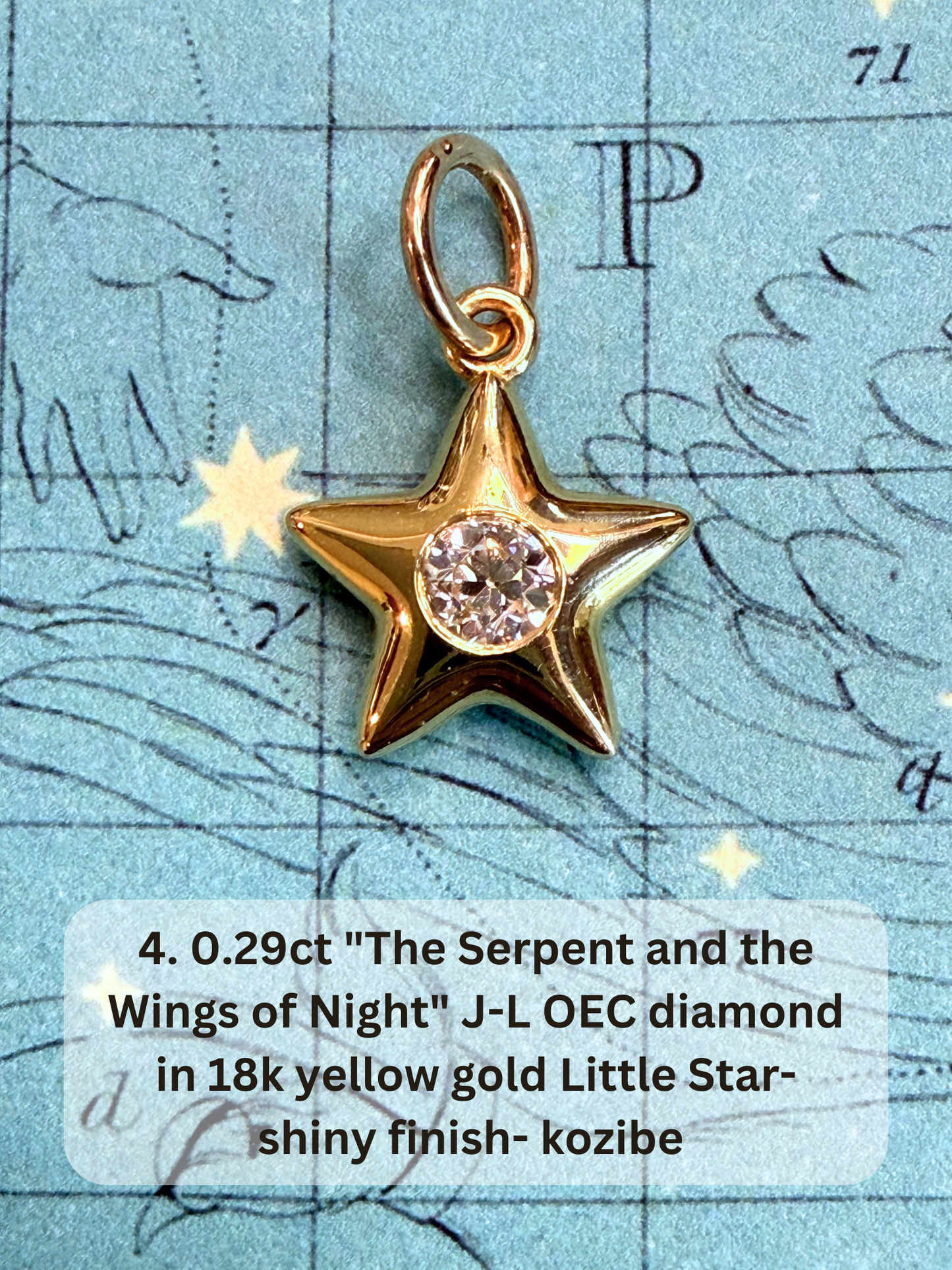 18k Little Star© volume 20 old cut diamond, sapphire, ruby