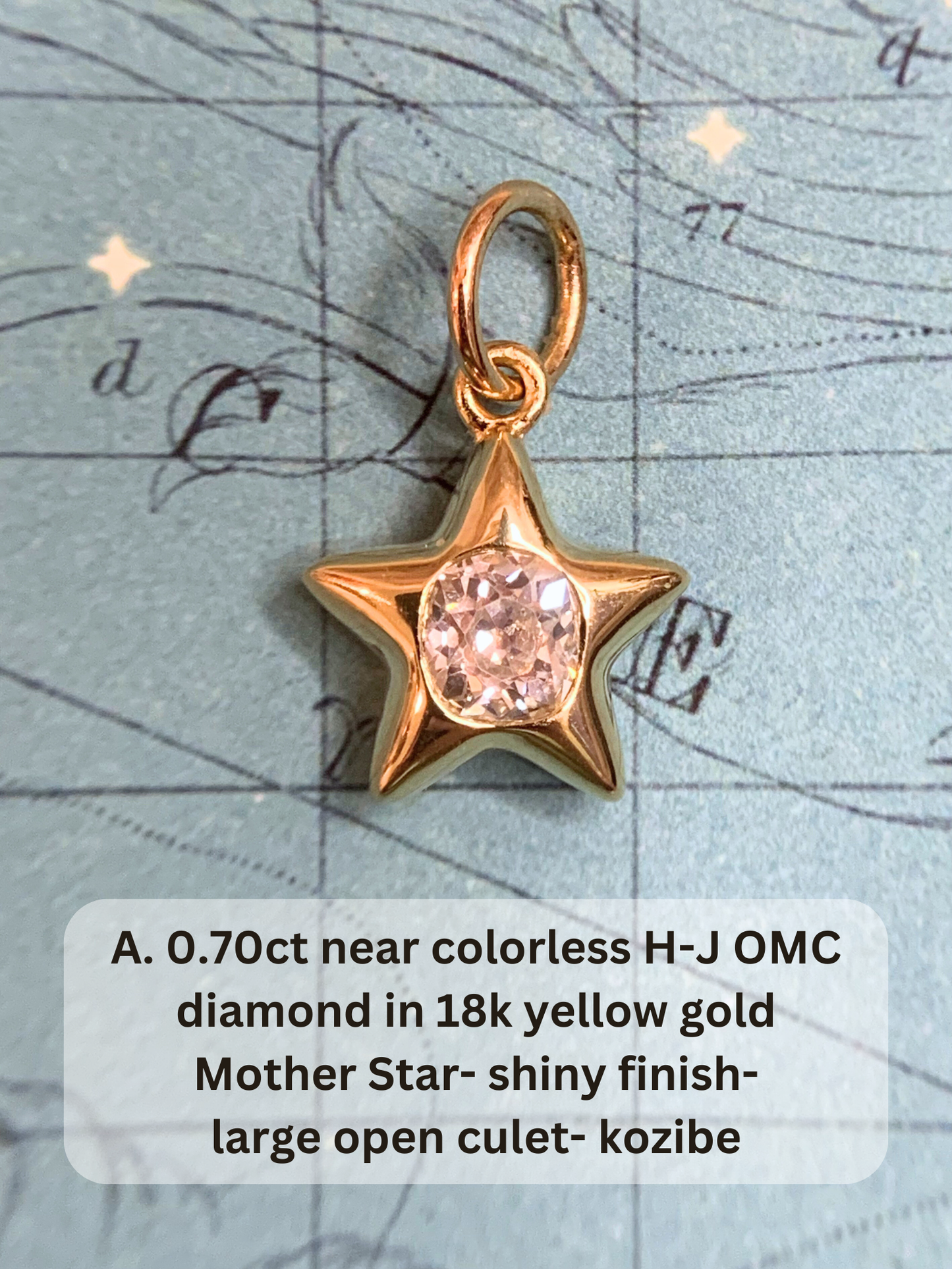 18k Little Star© volume 15 old cut diamonds, Mother Stars, heart edition sapphires, multicolor sapphires