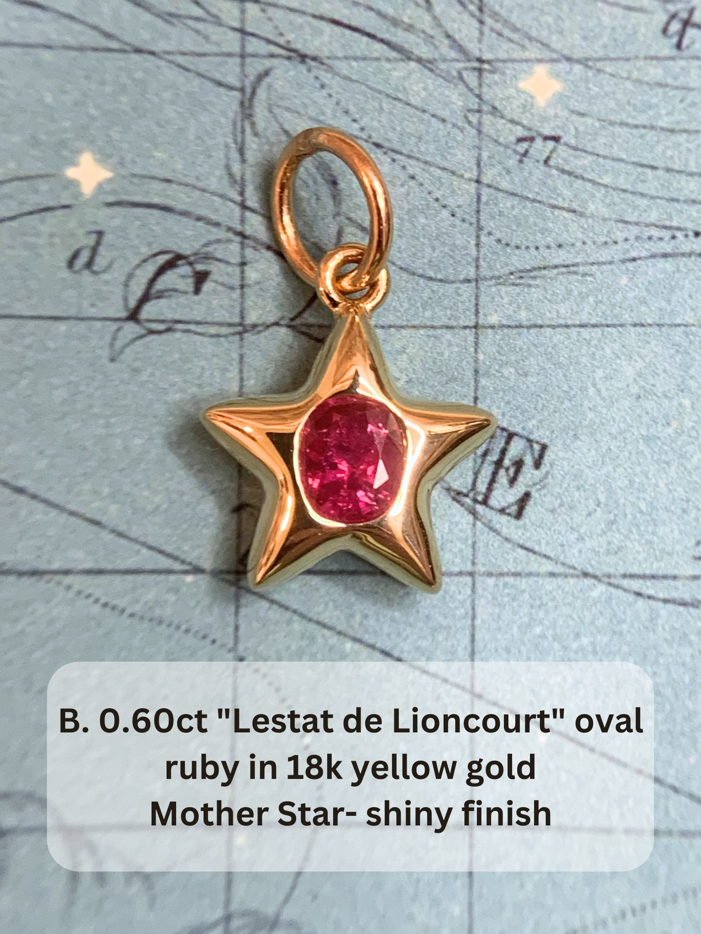 18k Little Star© volume 15 old cut diamonds, Mother Stars, heart edition sapphires, multicolor sapphires