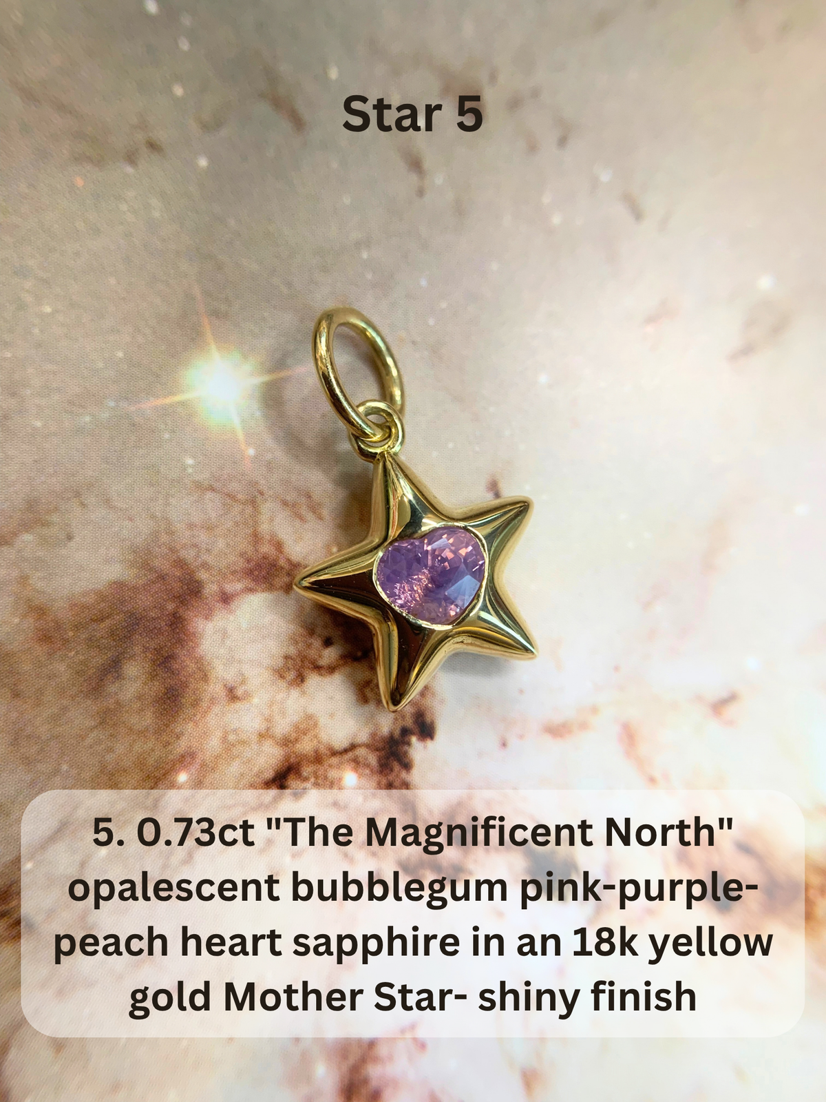 18k Little Star© volume 23 old cut diamond, sapphire, spinel, garnet