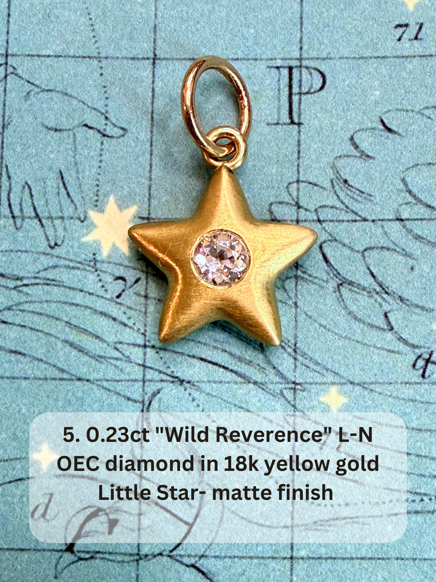 18k Little Star© volume 20 old cut diamond, sapphire, ruby