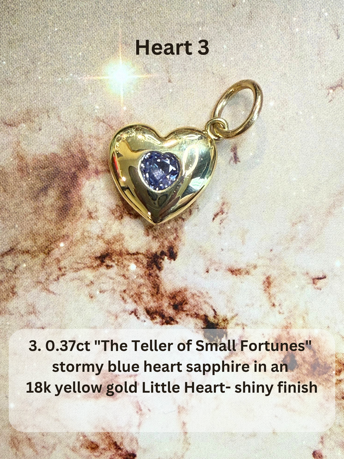 18k Little Heart© volume 1 old cut diamonds, sapphires