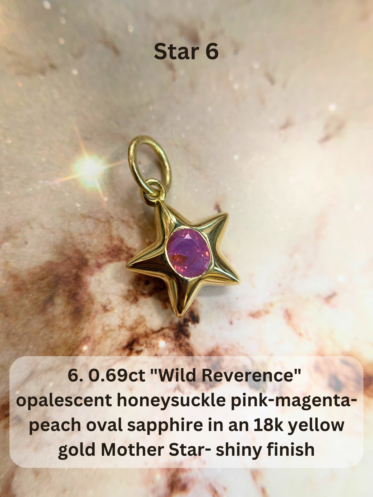 18k Little Star© volume 23 old cut diamond, sapphire, spinel, garnet