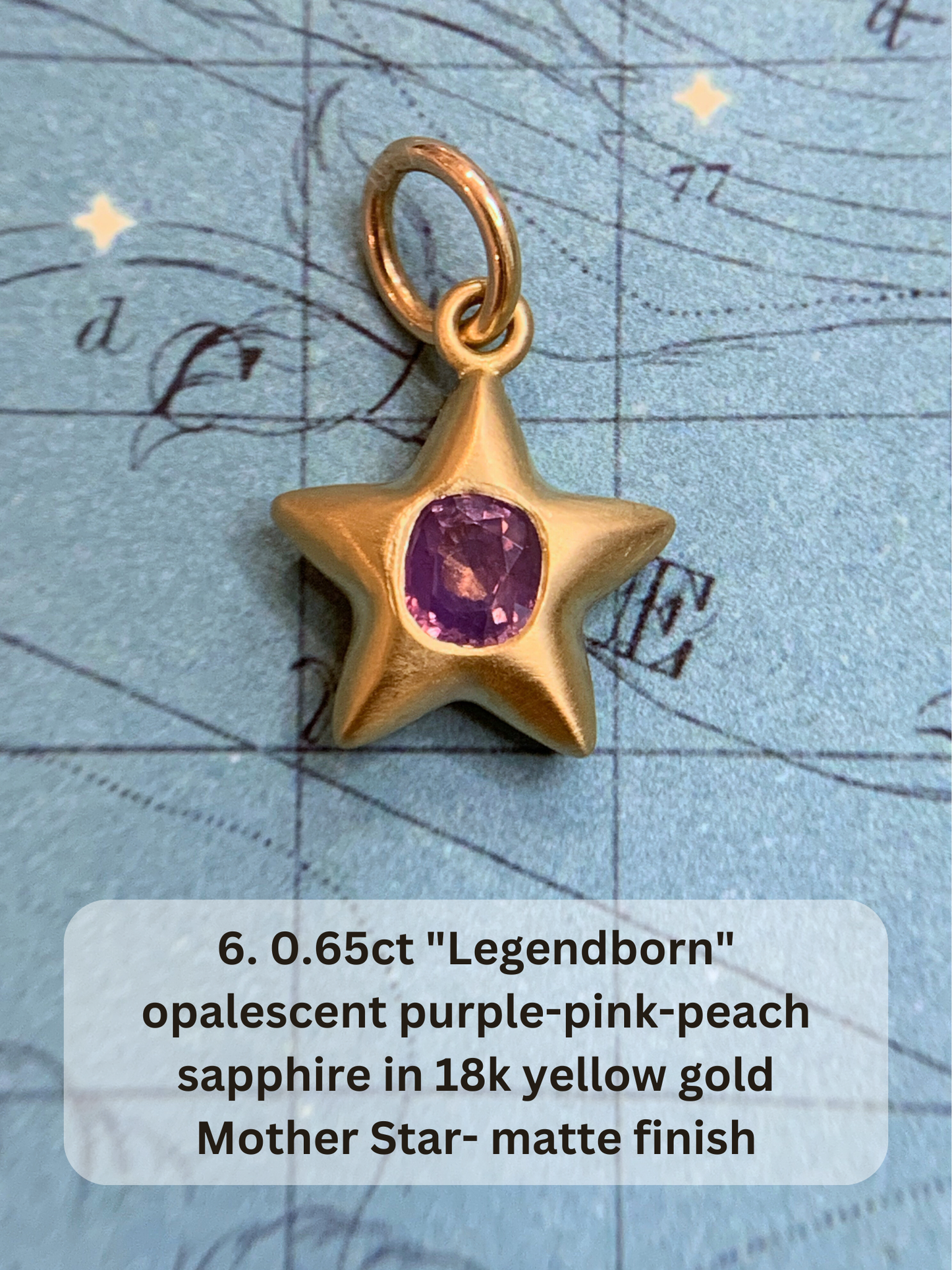 18k Little Star© volume 18 old cut diamonds, multicolor sapphires, emeralds, ruby