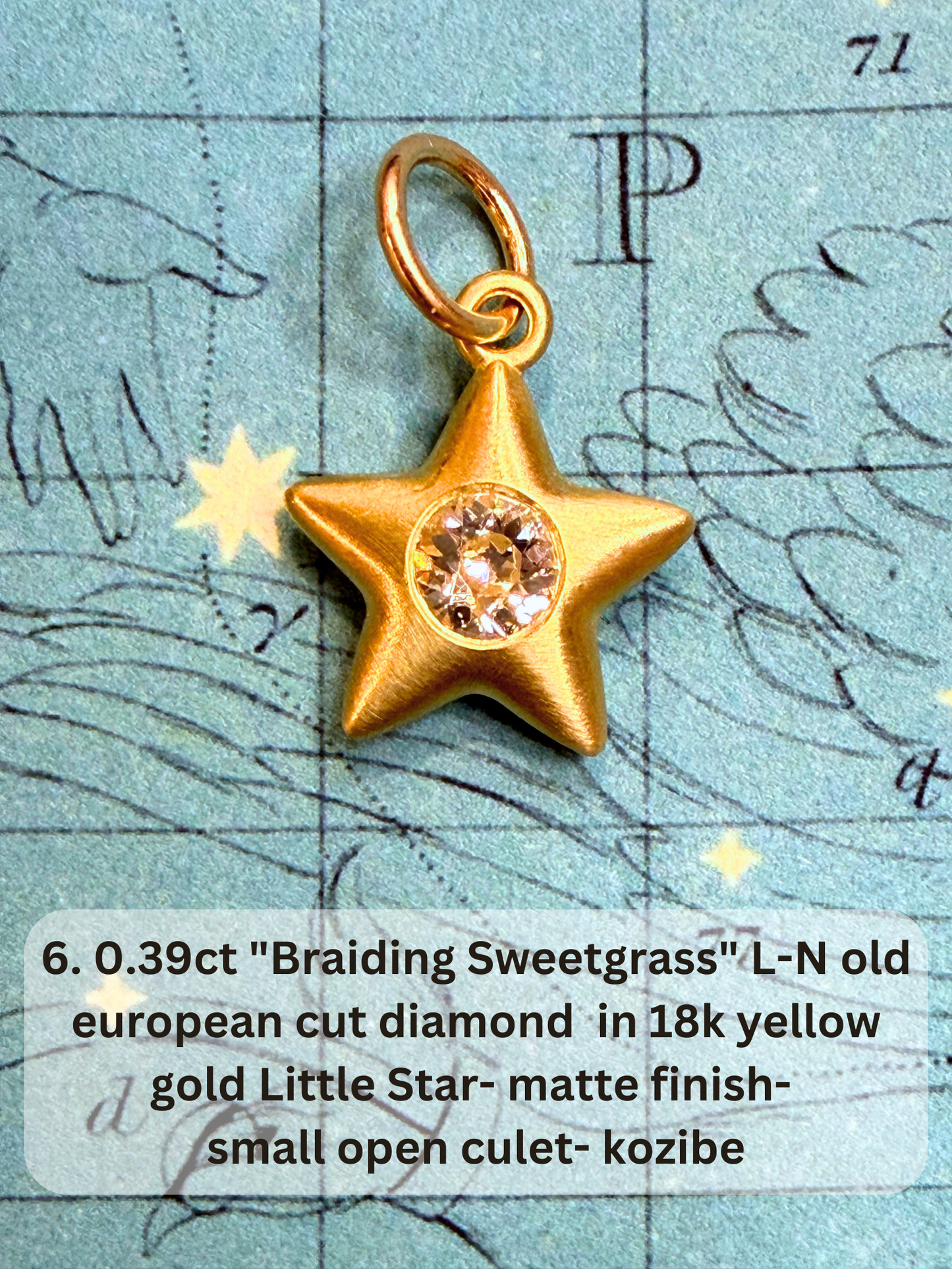 18k Little Star© volume 21 old cut diamond, sapphire, spinel