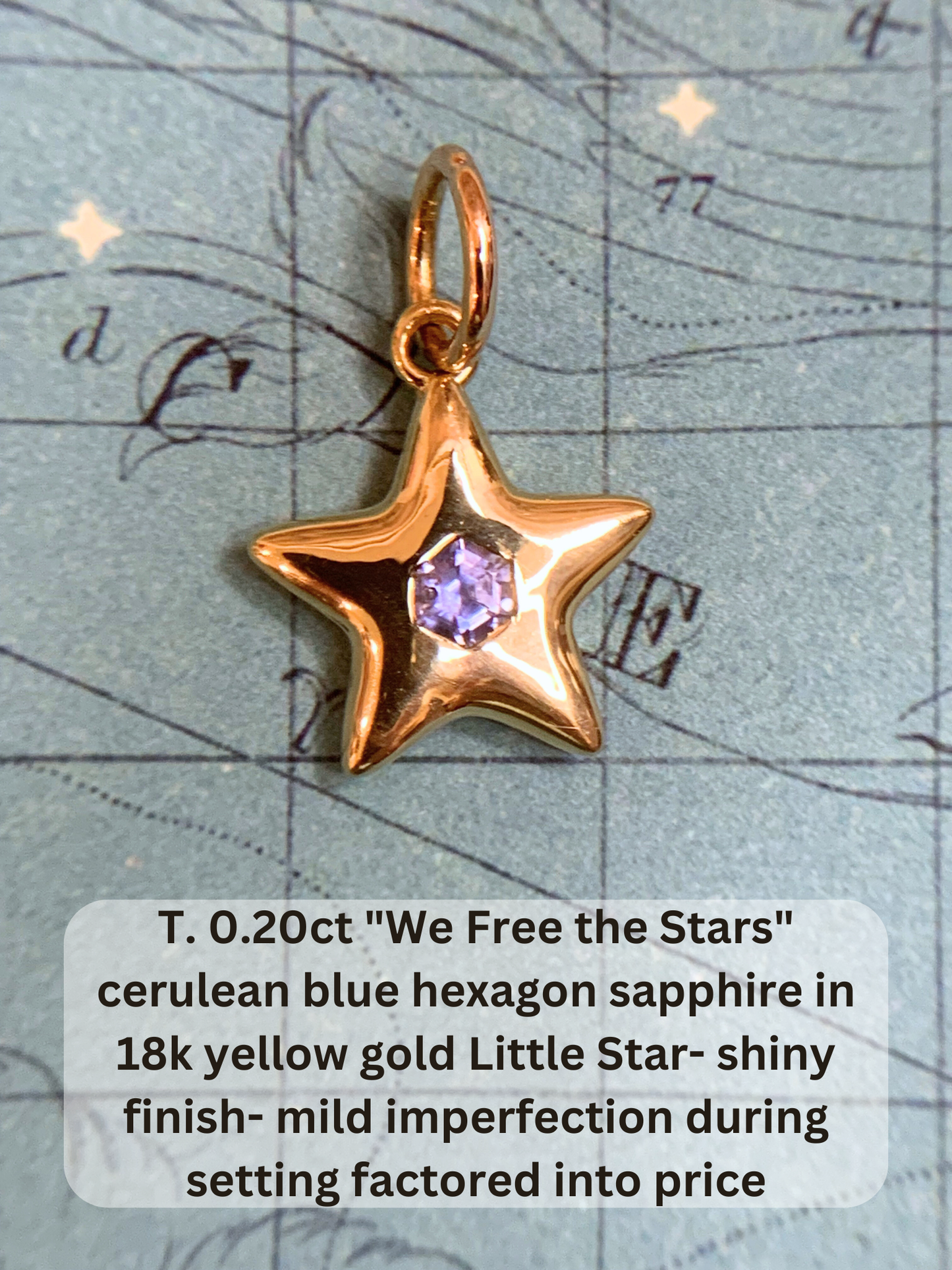 18k Little Star© volume 15 old cut diamonds, Mother Stars, heart edition sapphires, multicolor sapphires