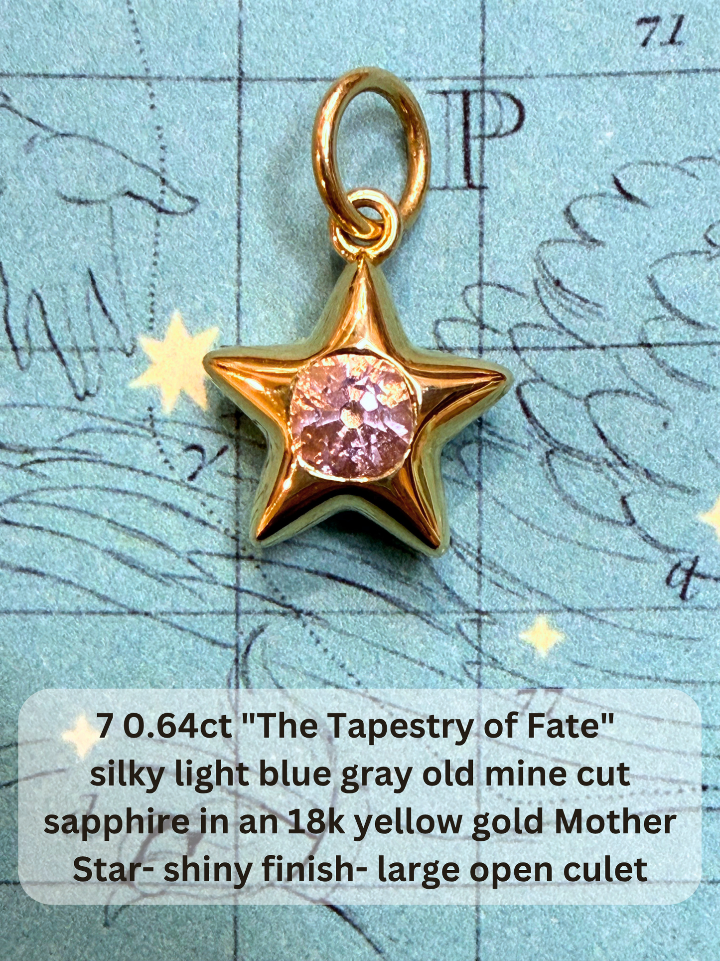 18k Little Star© volume 22 old cut diamond, sapphire, spinel