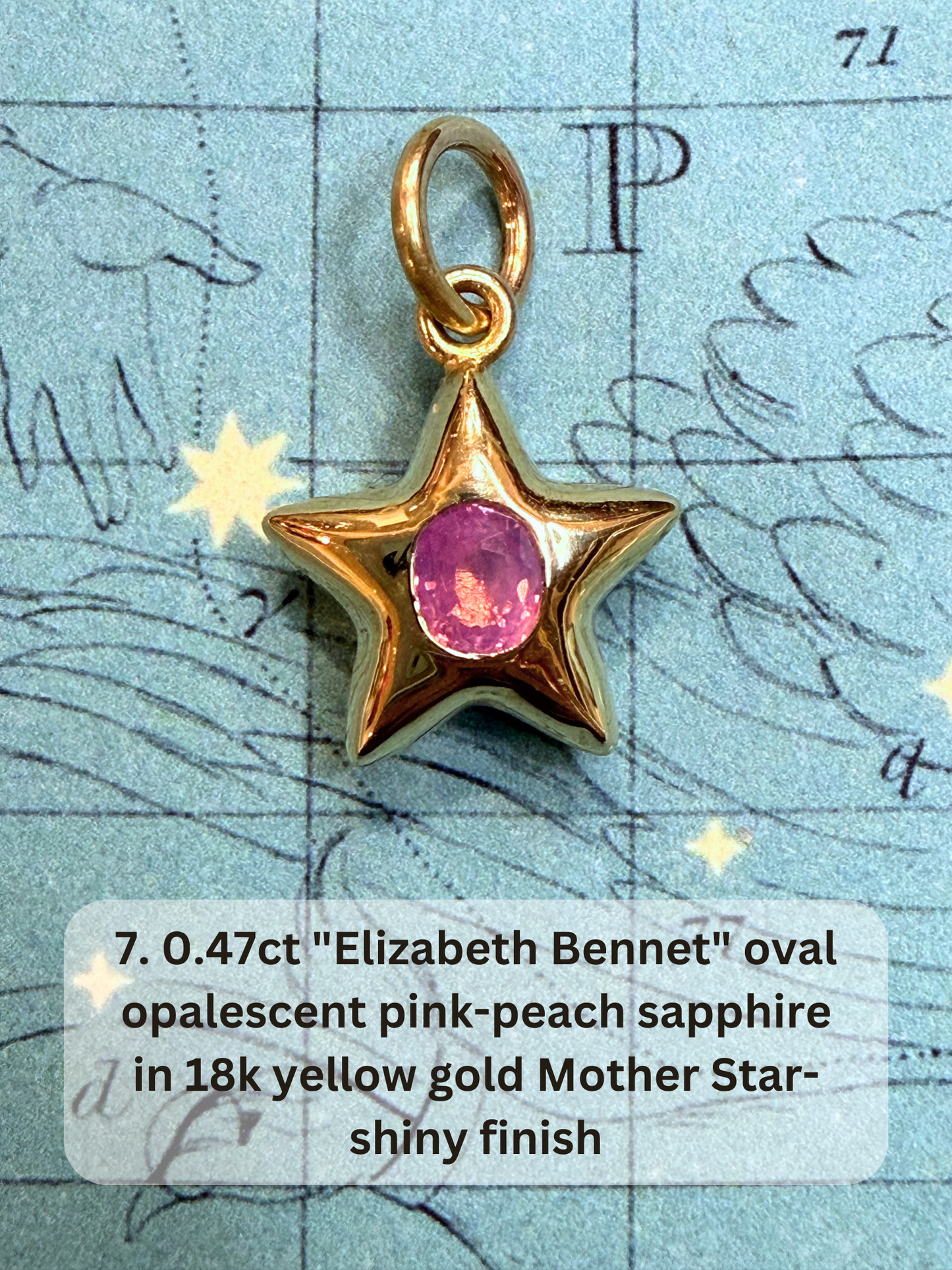 18k Little Star© volume 19 old cut diamond, sapphire, emerald, ruby, garnet