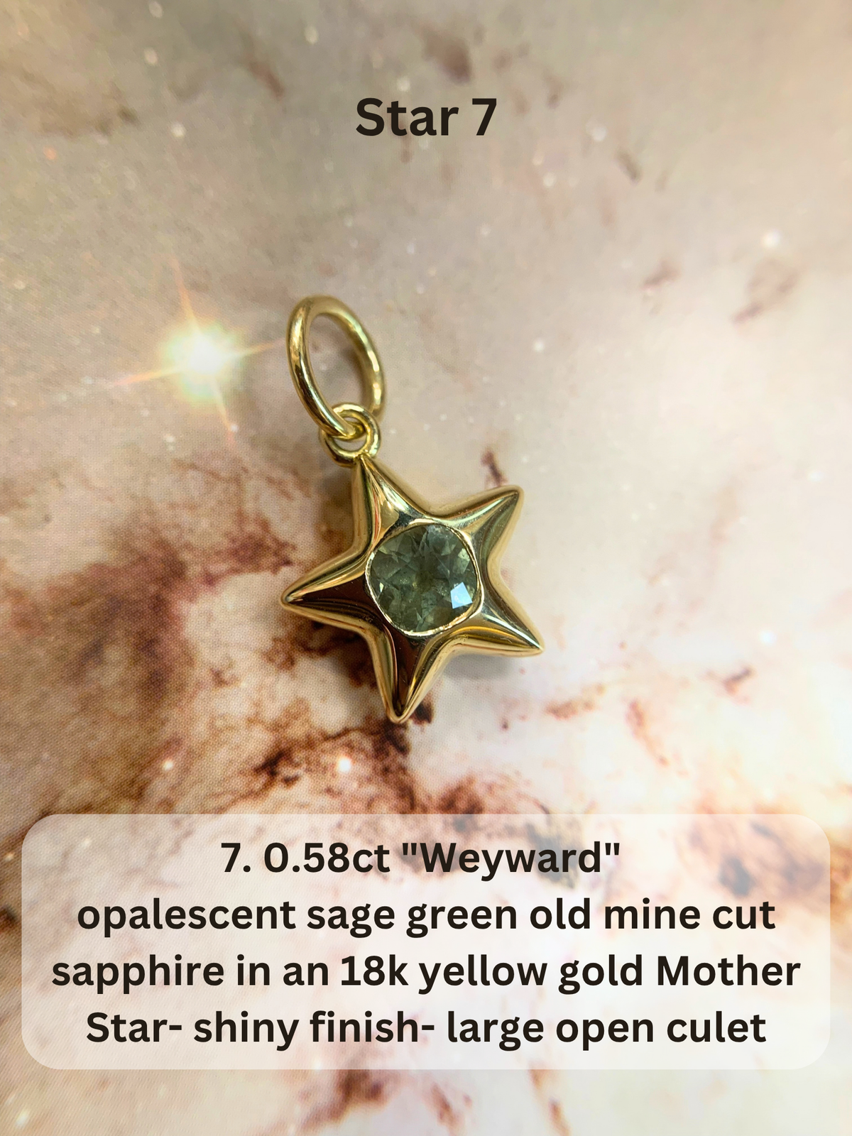18k Little Star© volume 23 old cut diamond, sapphire, spinel, garnet