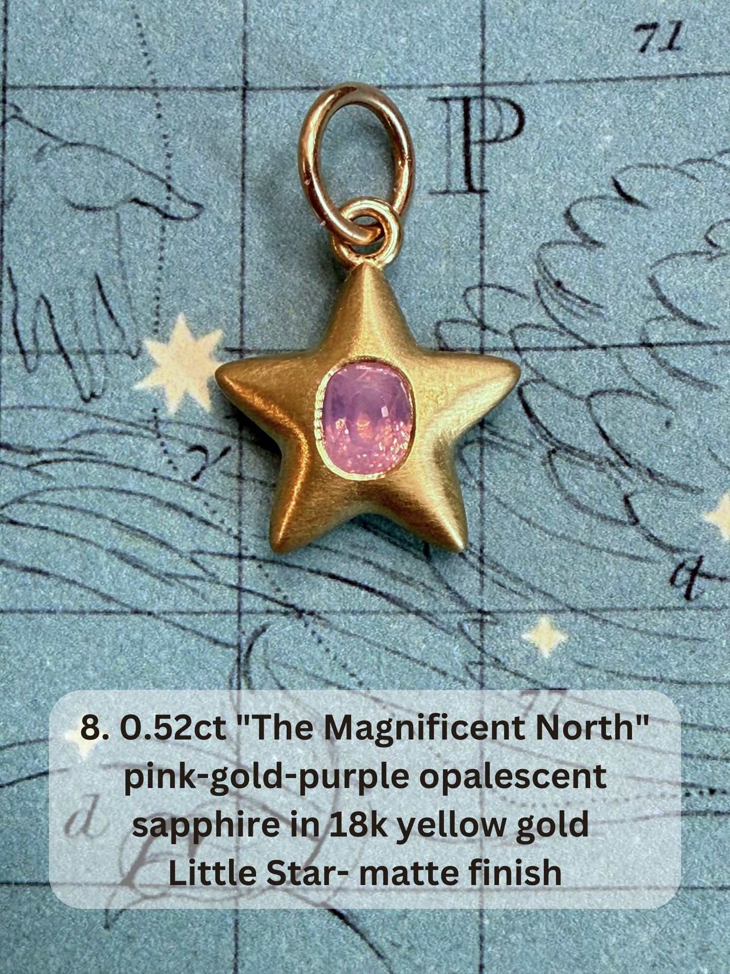 18k Little Star© volume 20 old cut diamond, sapphire, ruby