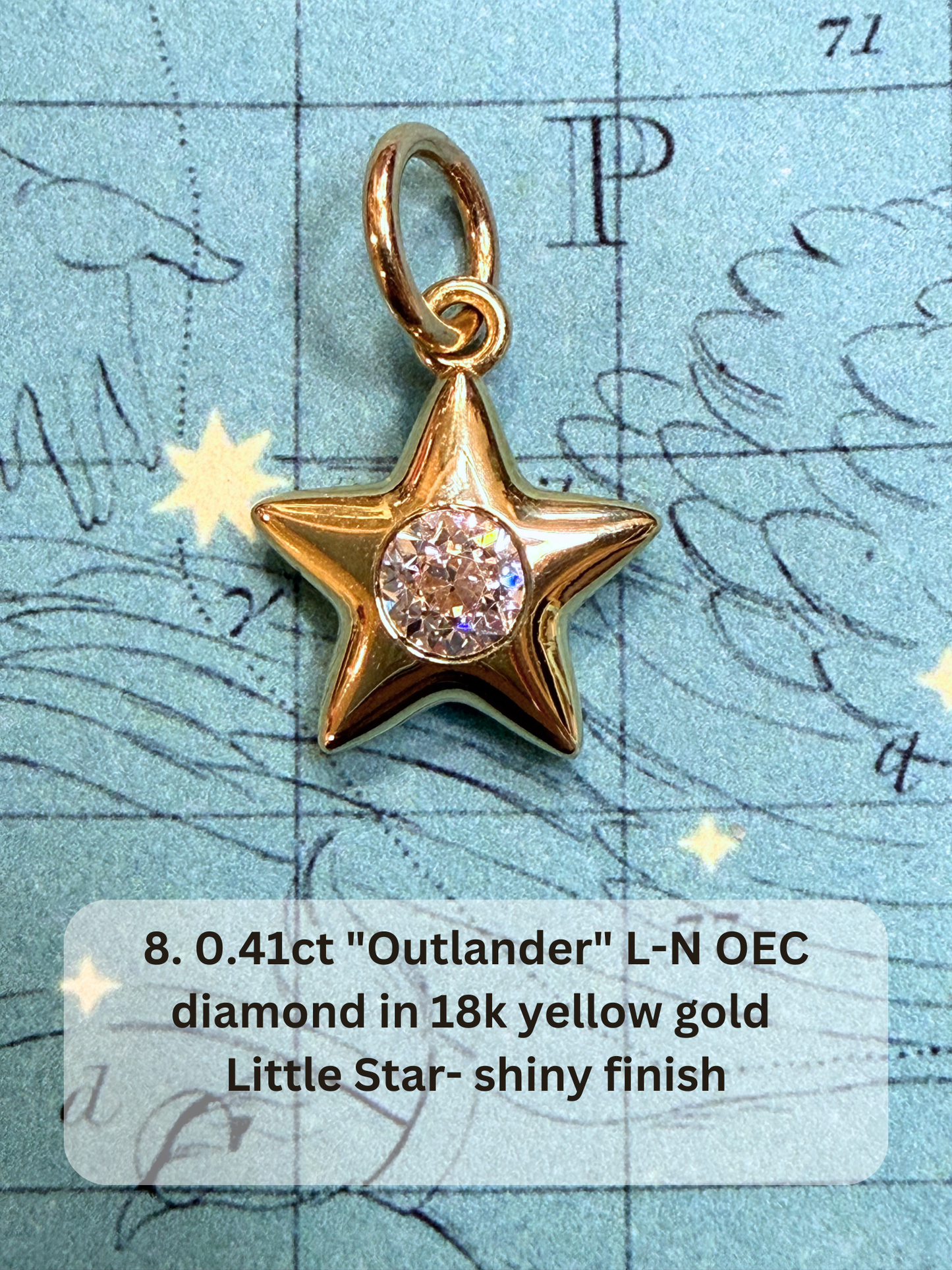 18k Little Star© volume 19 old cut diamond, sapphire, emerald, ruby, garnet