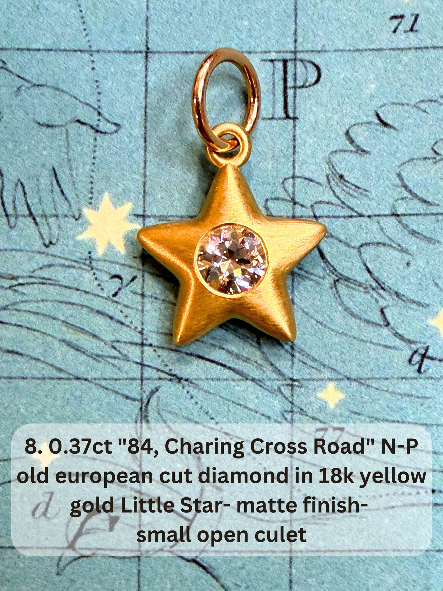 18k Little Star© volume 21 old cut diamond, sapphire, spinel