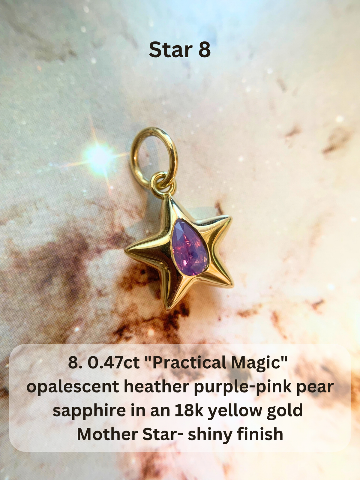 18k Little Star© volume 23 old cut diamond, sapphire, spinel, garnet