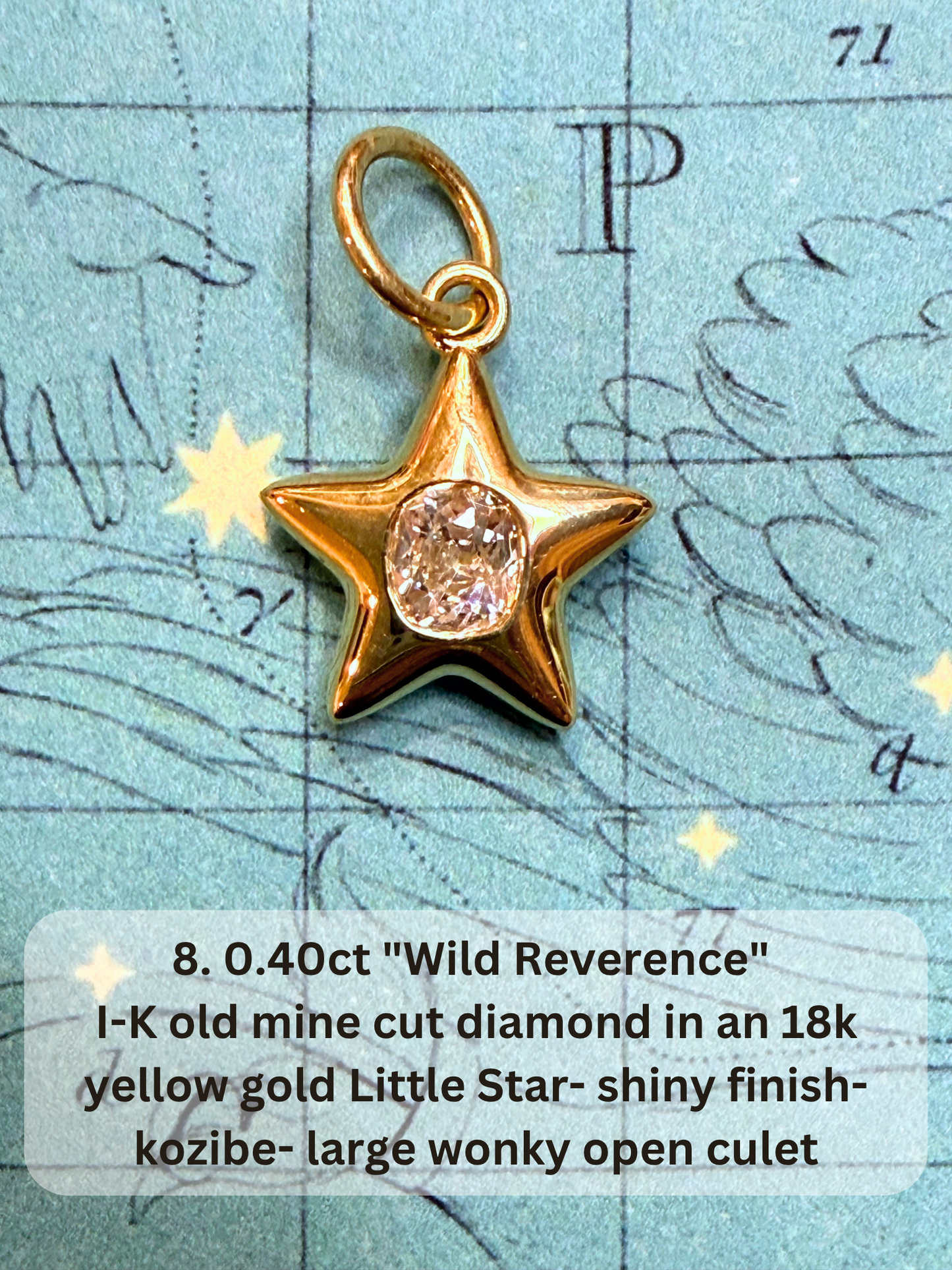 18k Little Star© volume 22 old cut diamond, sapphire, spinel