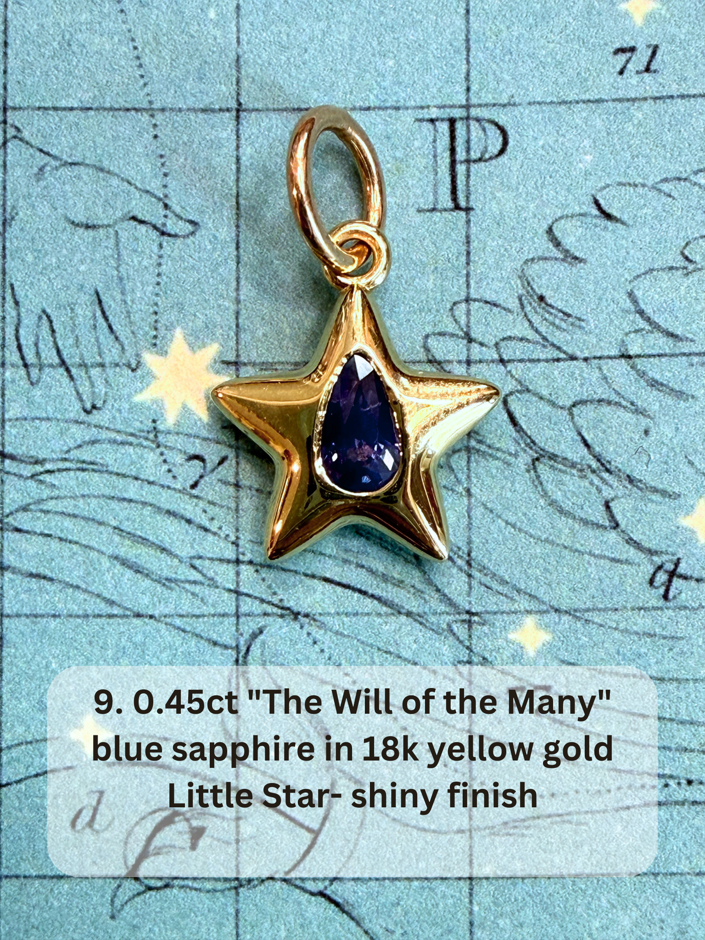 18k Little Star© volume 20 old cut diamond, sapphire, ruby