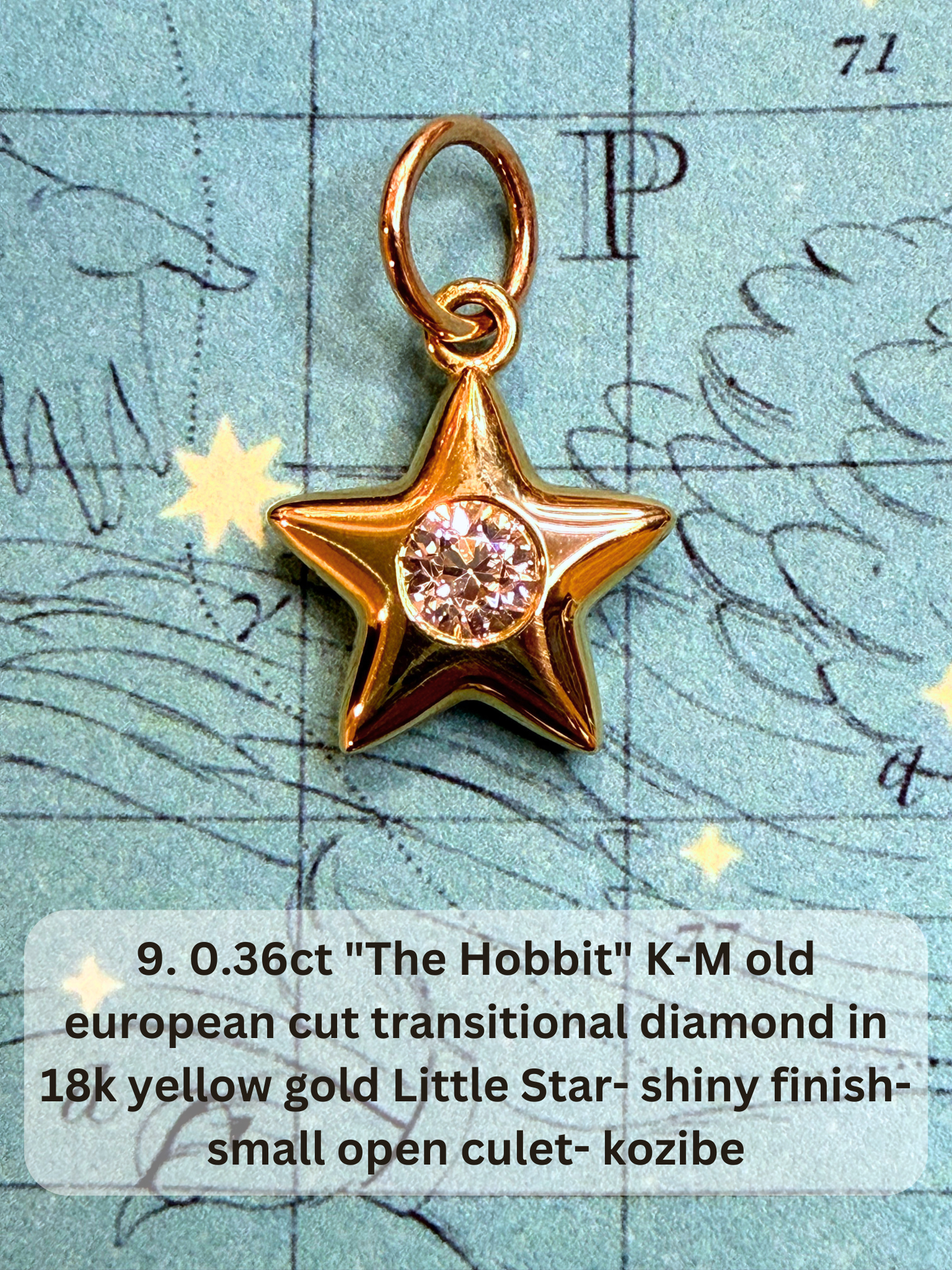 18k Little Star© volume 21 old cut diamond, sapphire, spinel