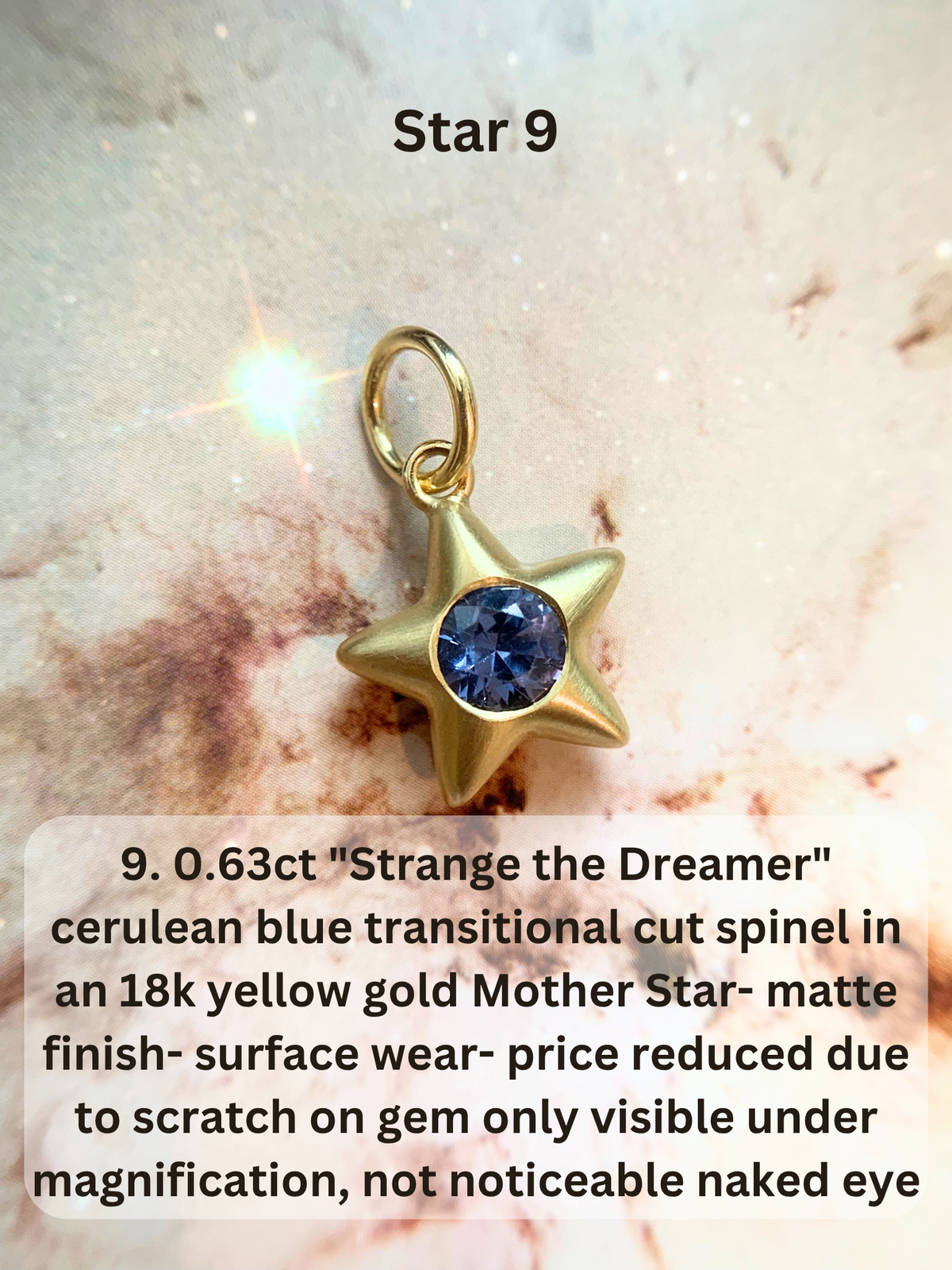 18k Little Star© volume 23 old cut diamond, sapphire, spinel, garnet