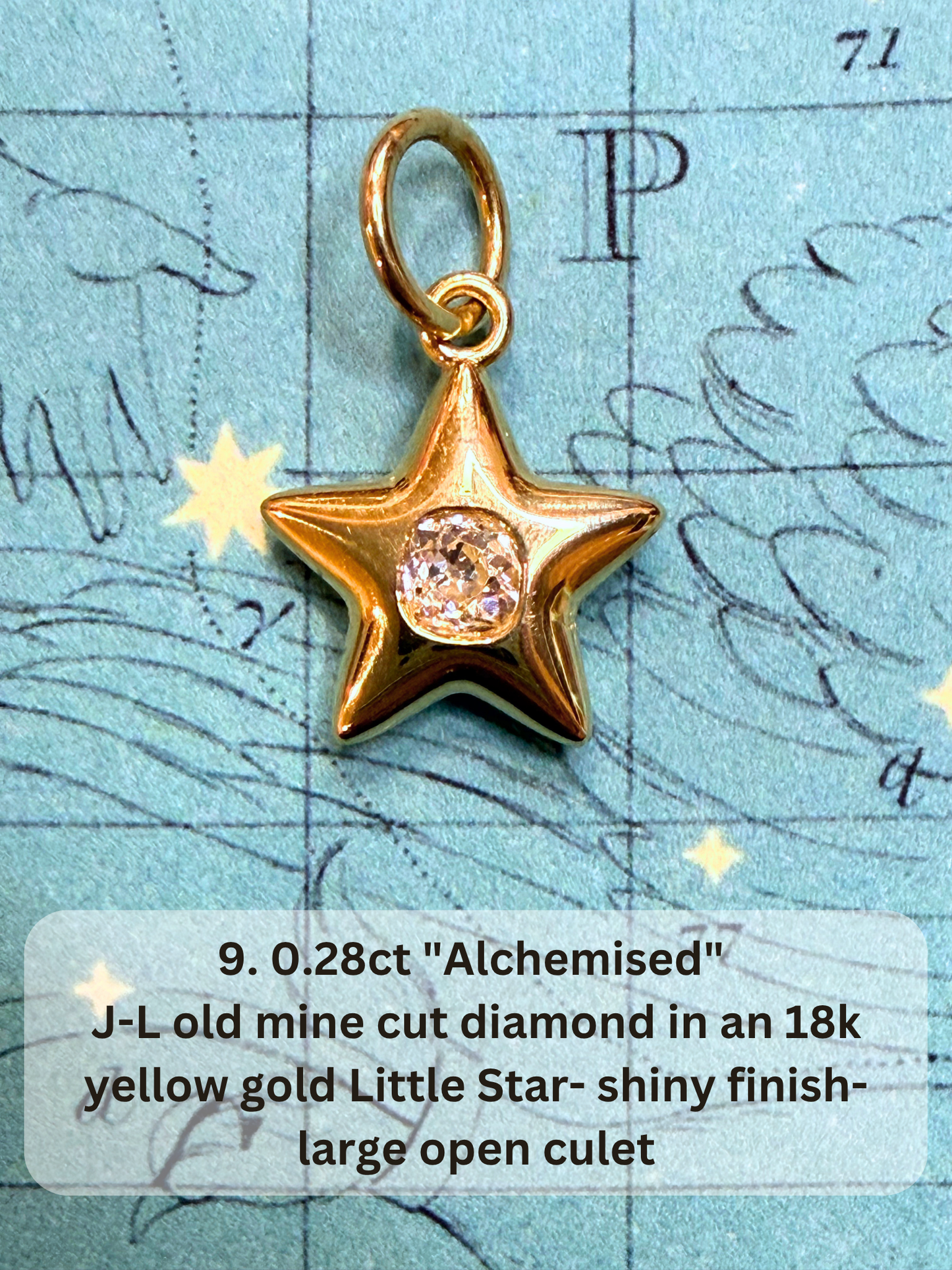 18k Little Star© volume 22 old cut diamond, sapphire, spinel