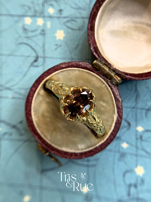 18k "Folklore" natural brown diamond ring in yellow gold (custom made, only one available)