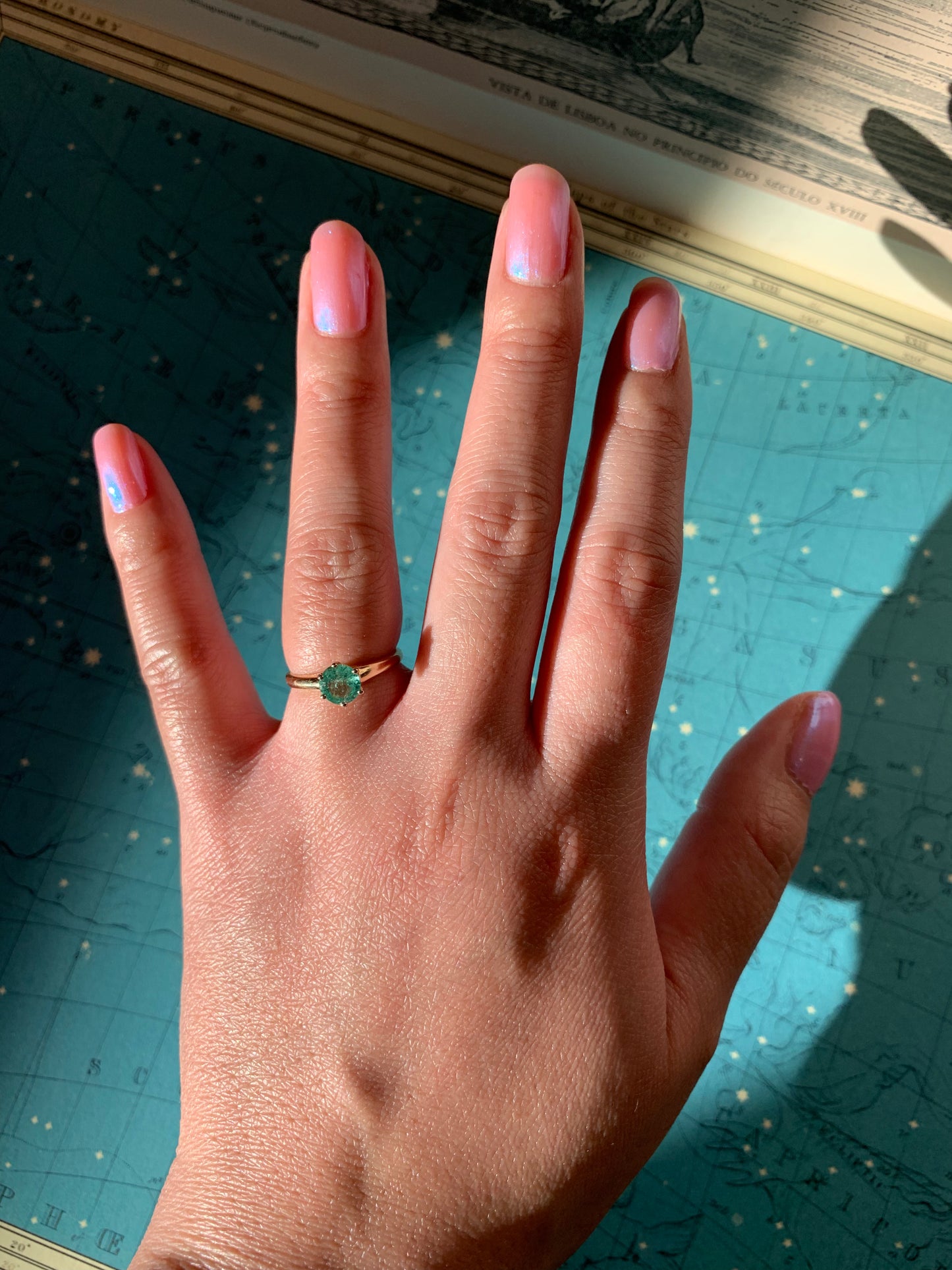 14k "The Shire" restored 0.70ct natural emerald ring in yellow gold (vintage, only one available)