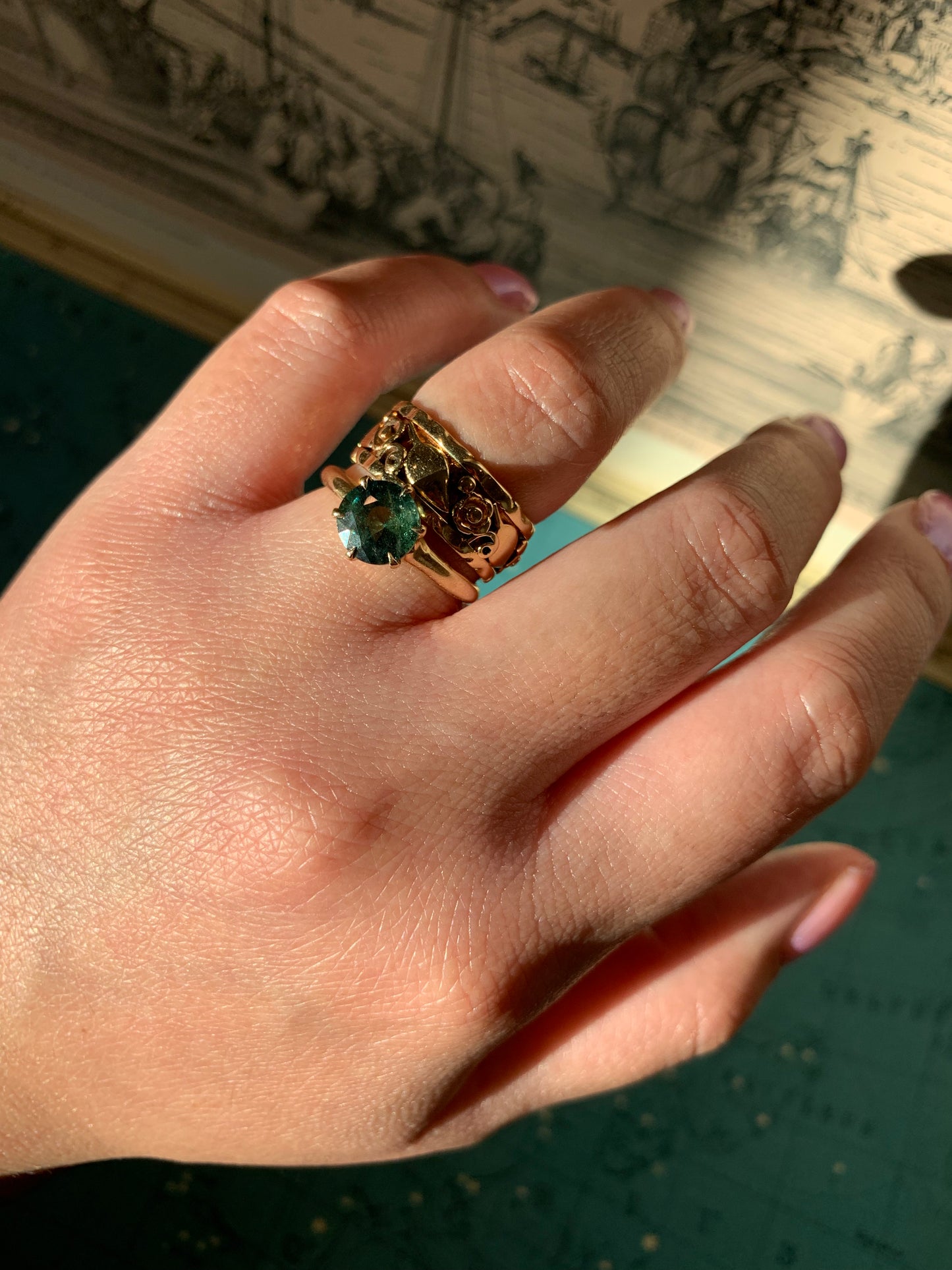 14k "Labyrinth" full eternity foliage cigar band in yellow gold (vintage, only one available)