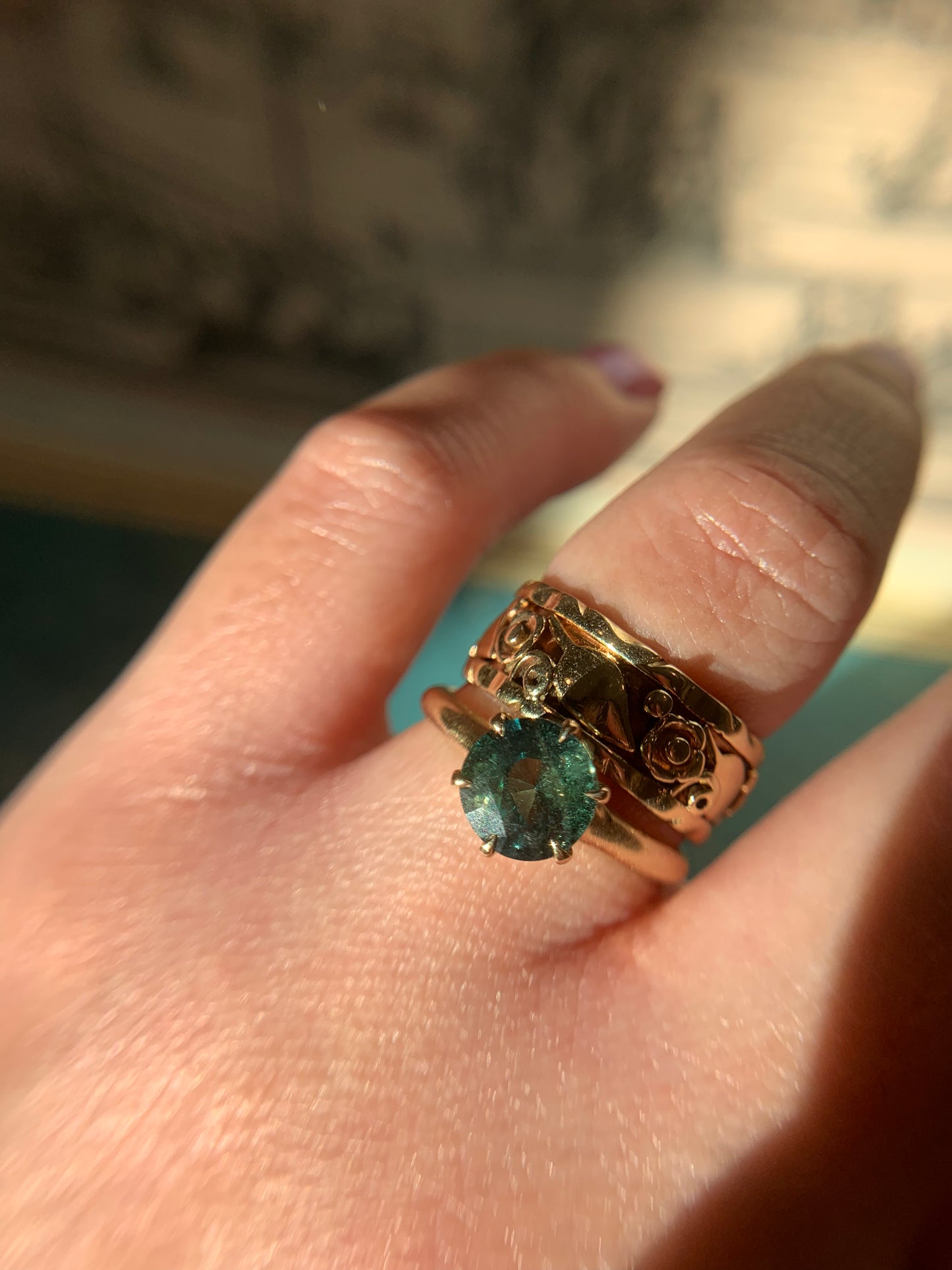 14k "Labyrinth" full eternity foliage cigar band in yellow gold (vintage, only one available)