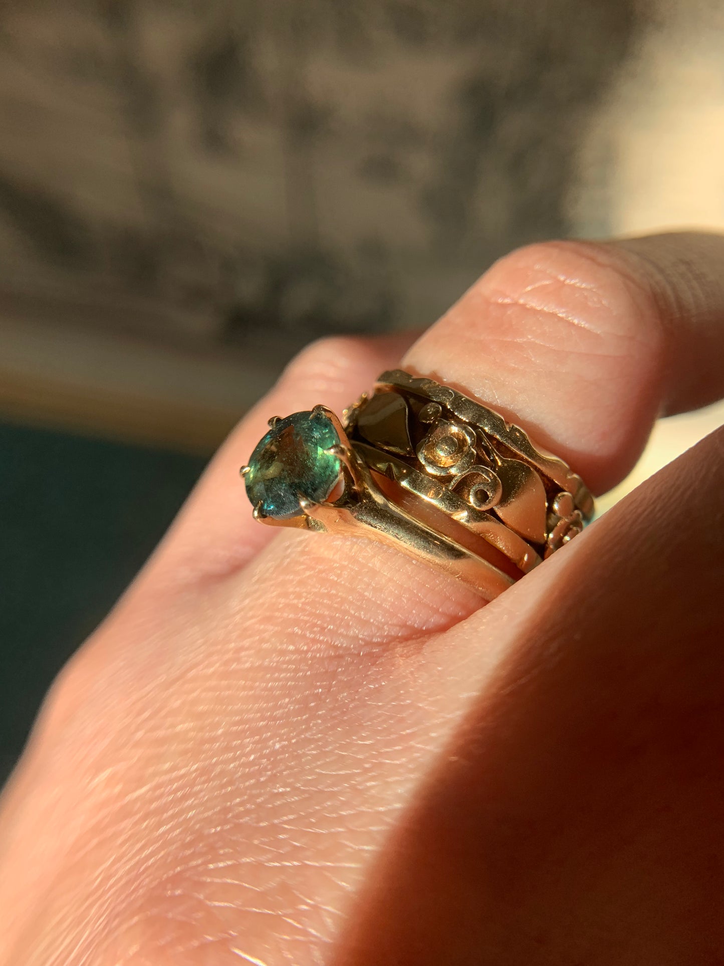14k "Labyrinth" full eternity foliage cigar band in yellow gold (vintage, only one available)