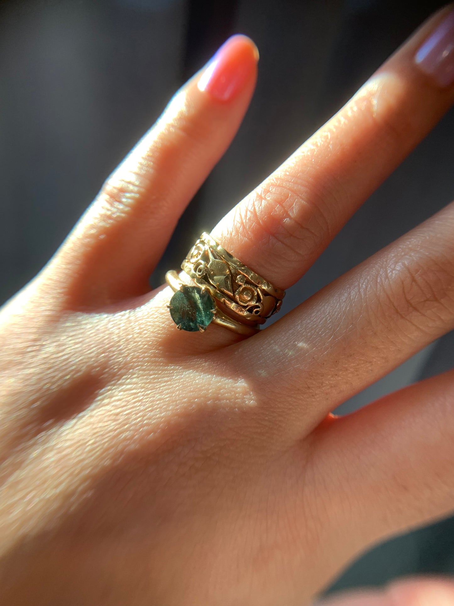 14k "Labyrinth" full eternity foliage cigar band in yellow gold (vintage, only one available)