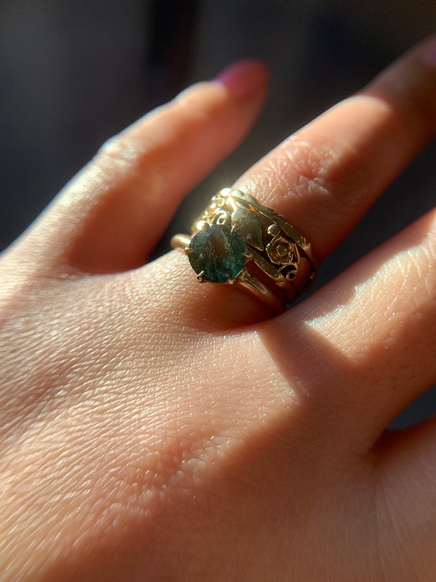14k "Labyrinth" full eternity foliage cigar band in yellow gold (vintage, only one available)