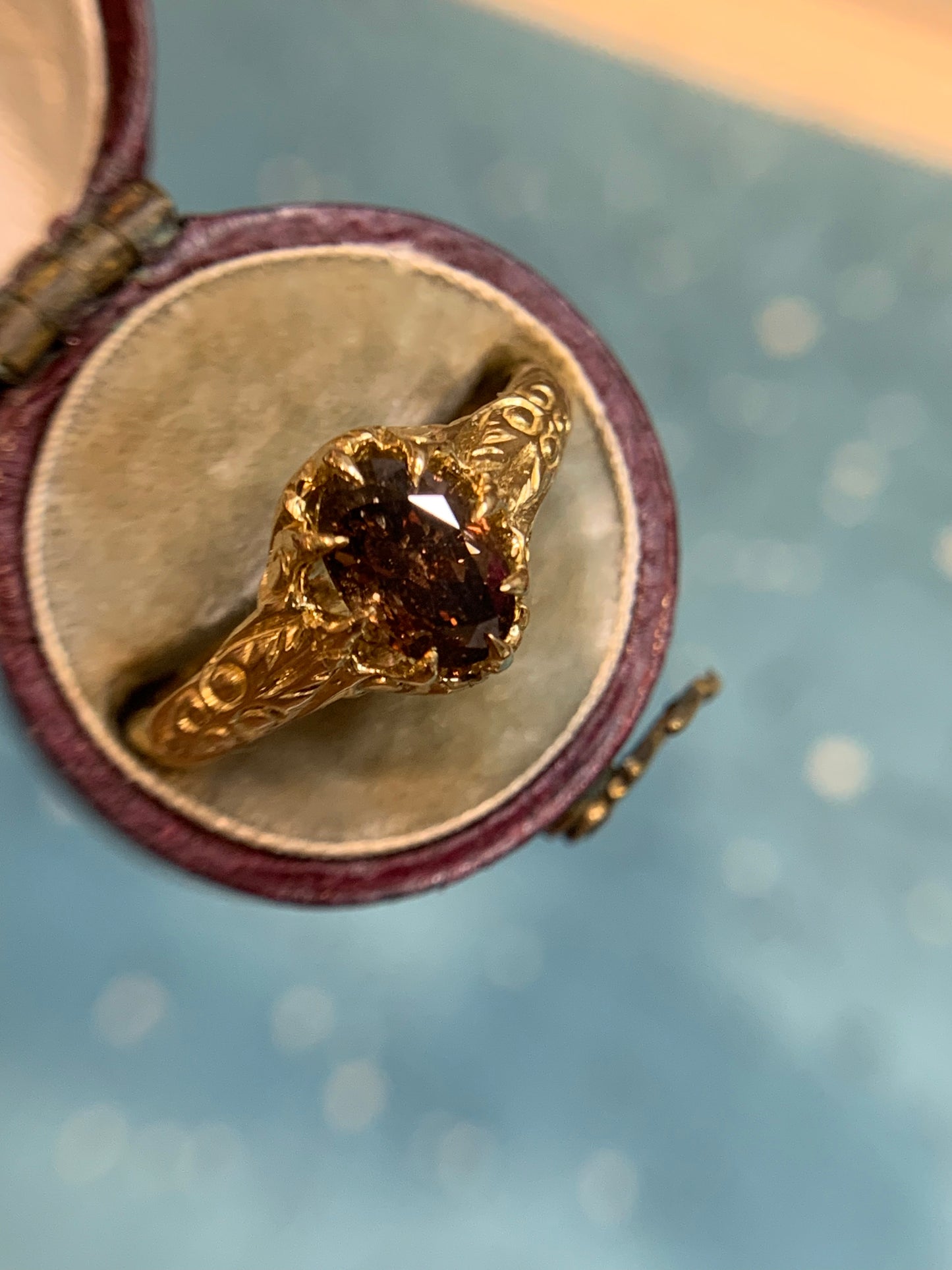 18k "Folklore" natural brown diamond ring in yellow gold (custom made)