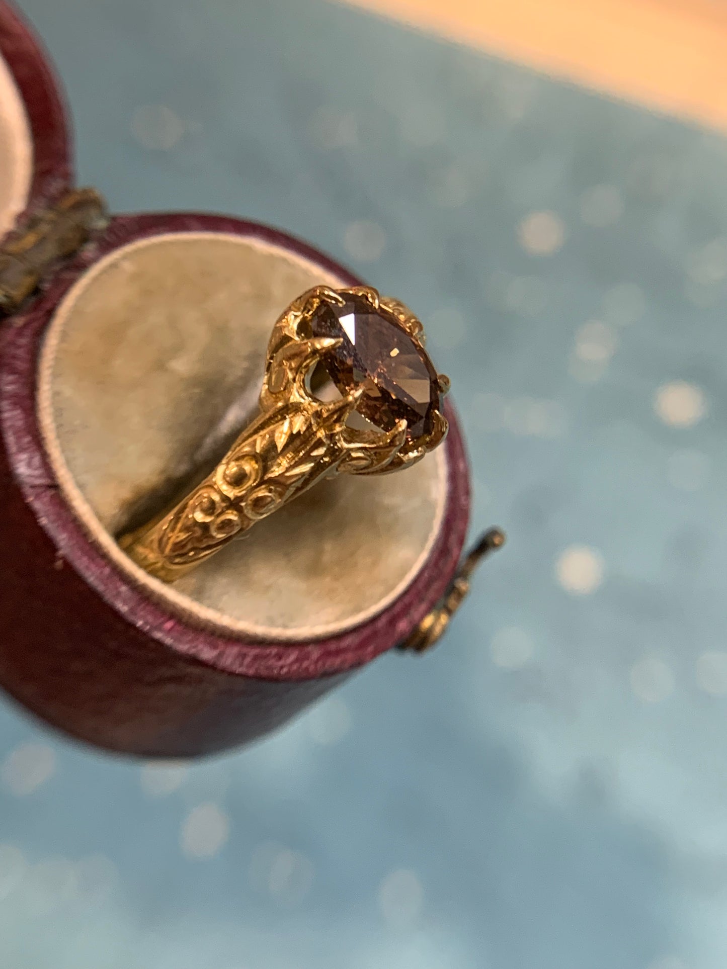18k "Folklore" natural brown diamond ring in yellow gold (custom made)