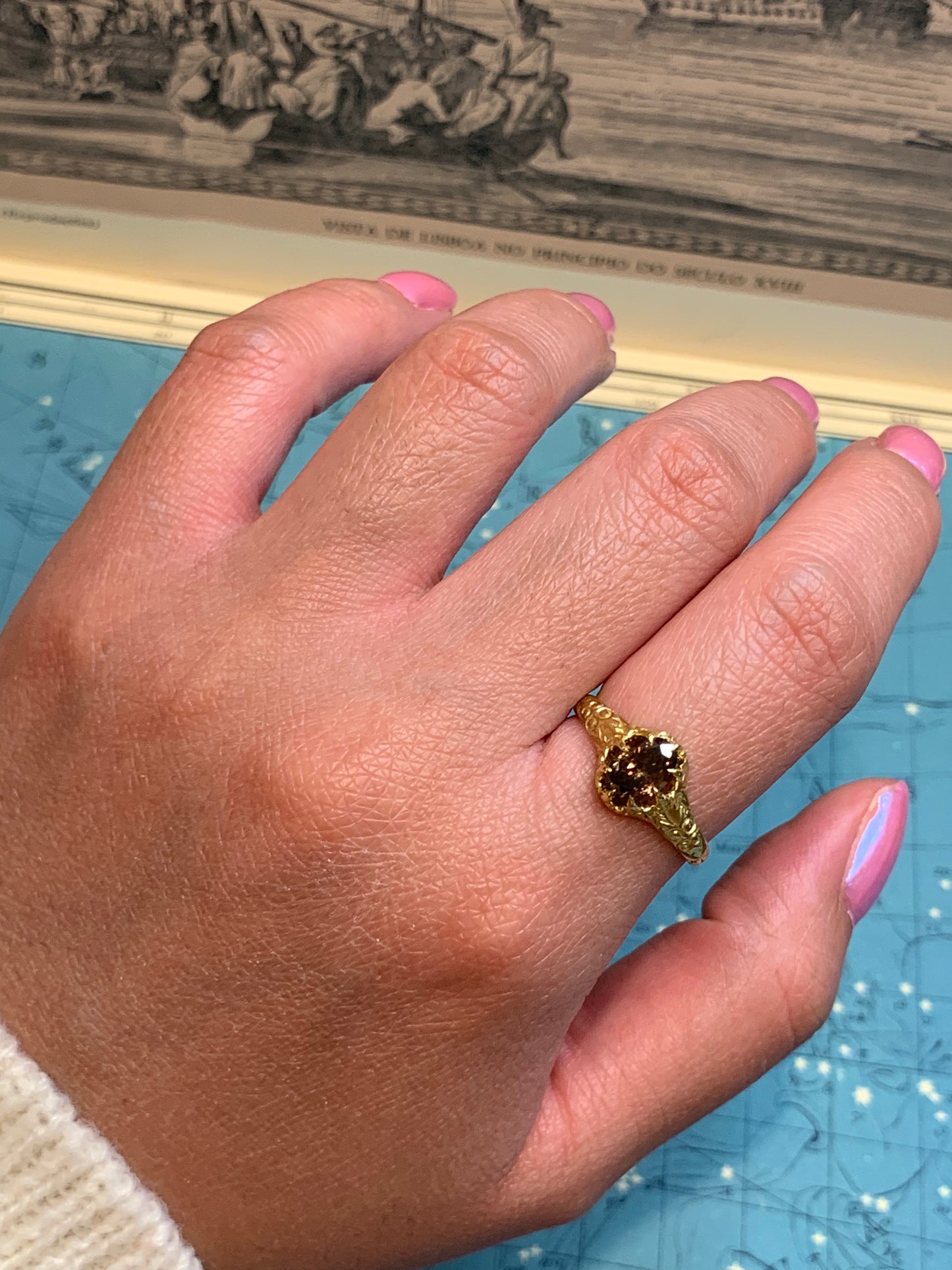 18k "Folklore" natural brown diamond ring in yellow gold (custom made)