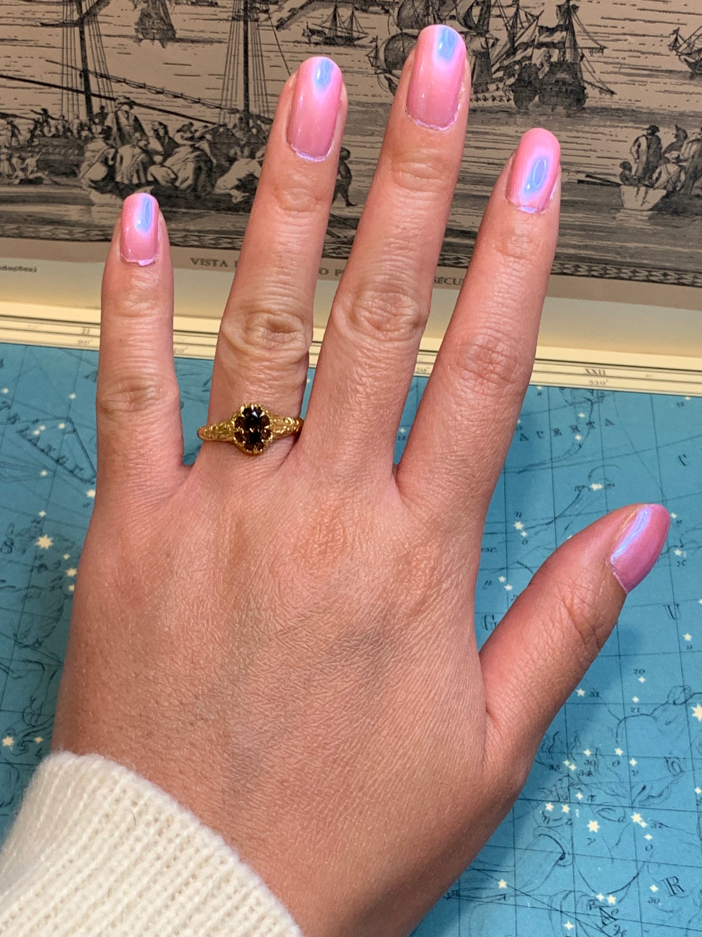 18k "Folklore" natural brown diamond ring in yellow gold (custom made)