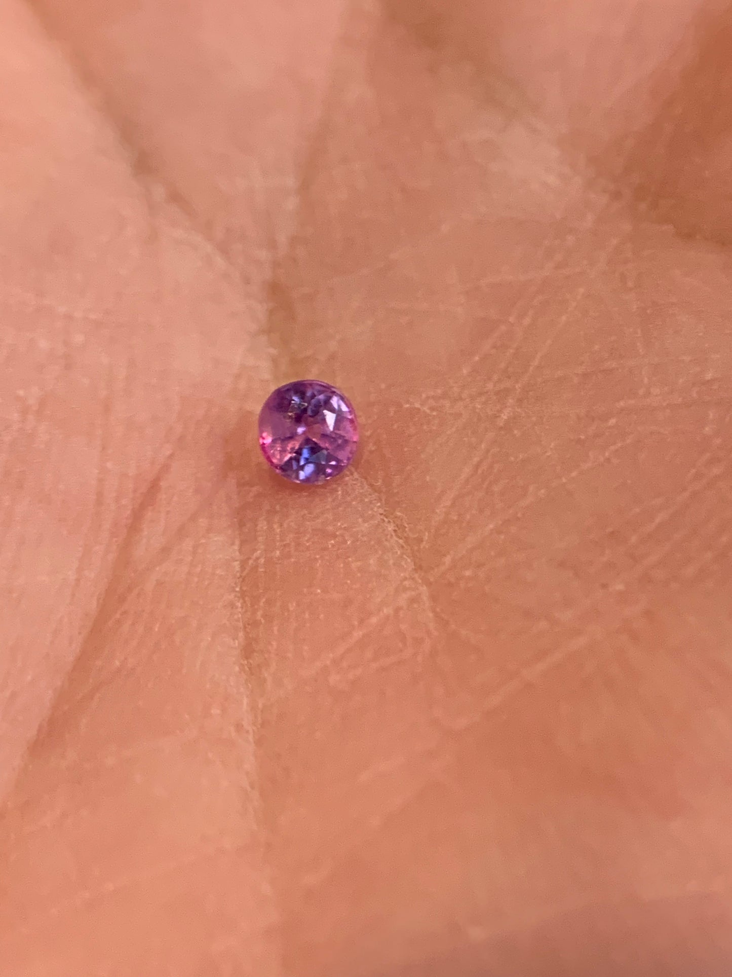 Louise J. custom order - 0.18ct semi opalescent pink to purple sapphire in 18k white gold Little Star, shiny finish