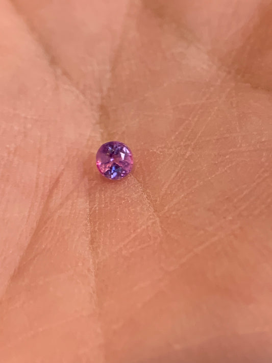 Louise J. custom order - 0.18ct semi opalescent pink to purple sapphire in 18k white gold Little Star, shiny finish