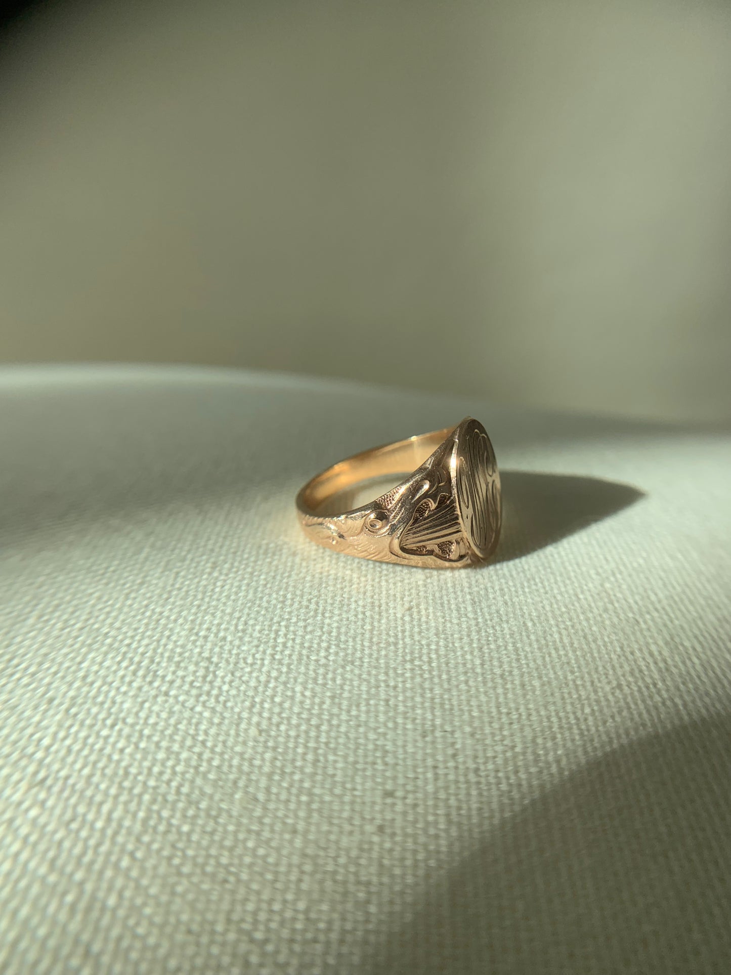 18k "Draco" JR Wood art nouveau dragon signet in rose gold (antique, only one available)