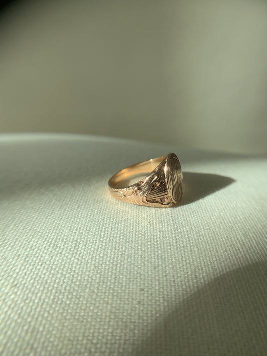 18k "Draco" JR Wood art nouveau dragon signet in rose gold (antique, only one available)