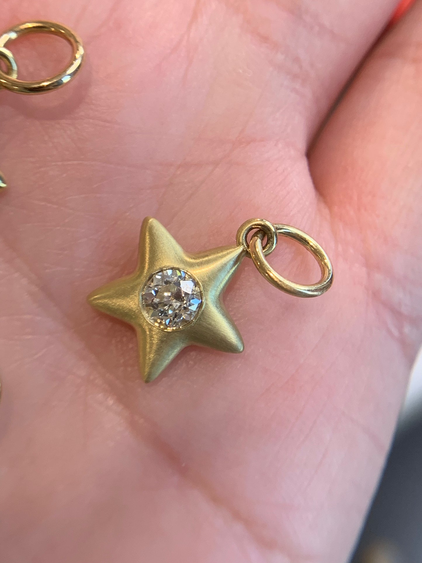Gerri P. custom order - Star E. 0.38ct OEC diamond in 18k yellow gold Little Star- matte finish- open culet