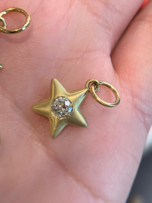 Gerri P. custom order - Star E. 0.38ct OEC diamond in 18k yellow gold Little Star- matte finish- open culet