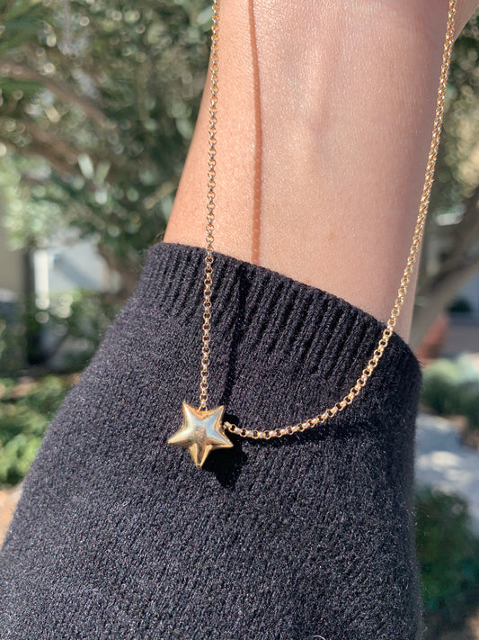 14k puffy star up-cycle necklace