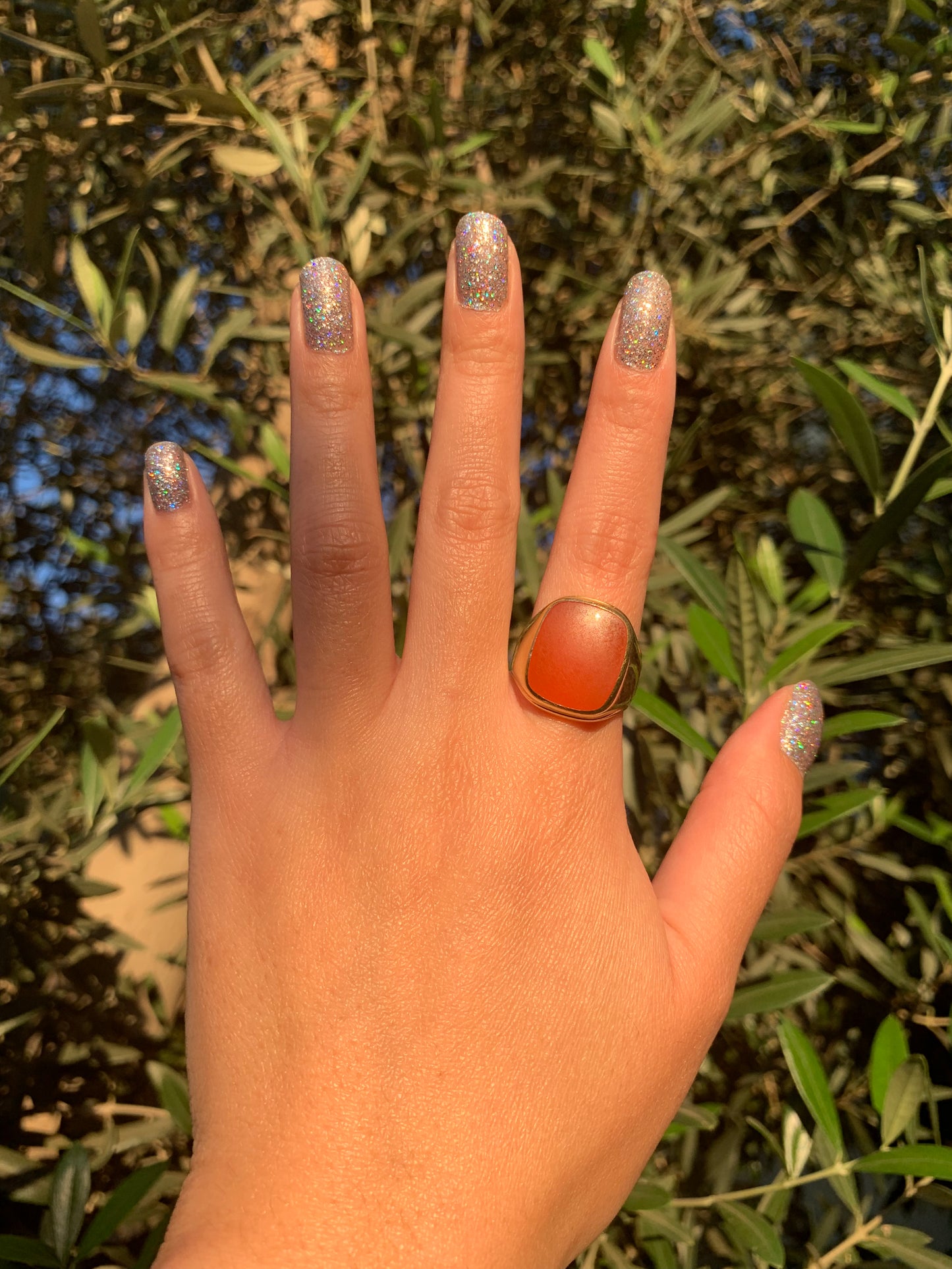 "Sol" 18k yellow gold vintage carnelian signet (vintage, only one available)