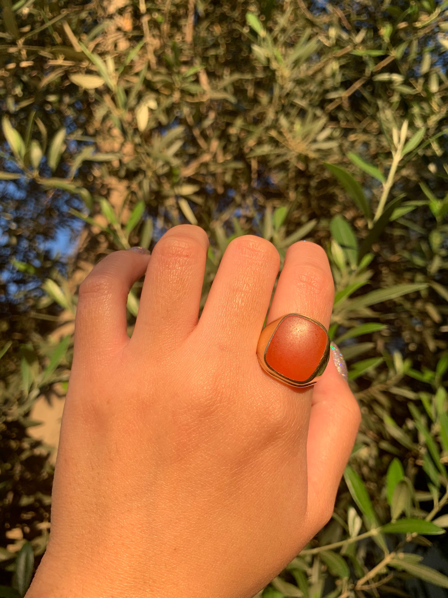 "Sol" 18k yellow gold vintage carnelian signet (vintage, only one available)