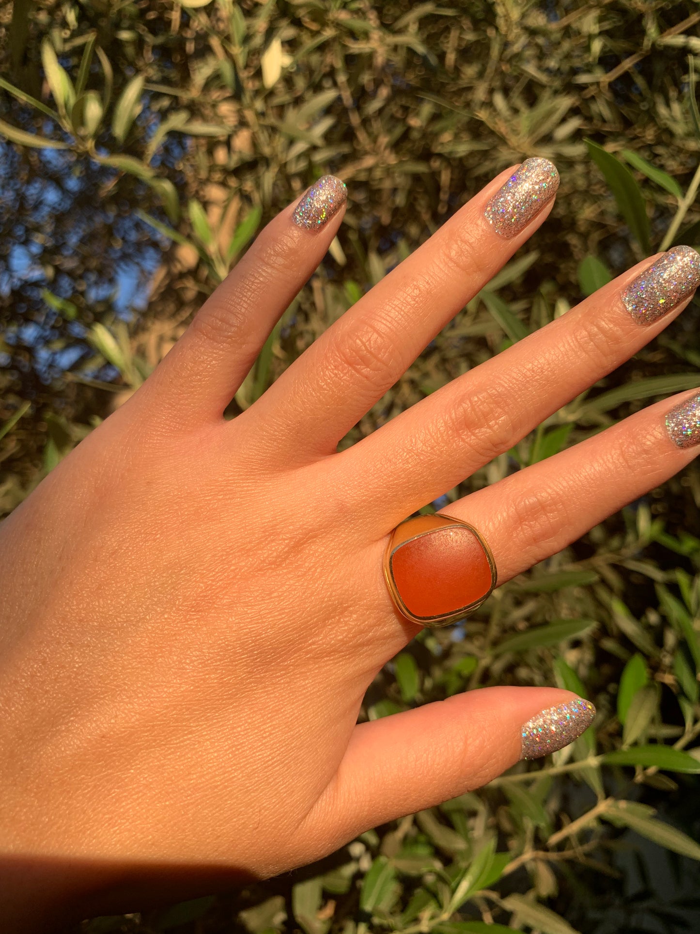 "Sol" 18k yellow gold vintage carnelian signet (vintage, only one available)