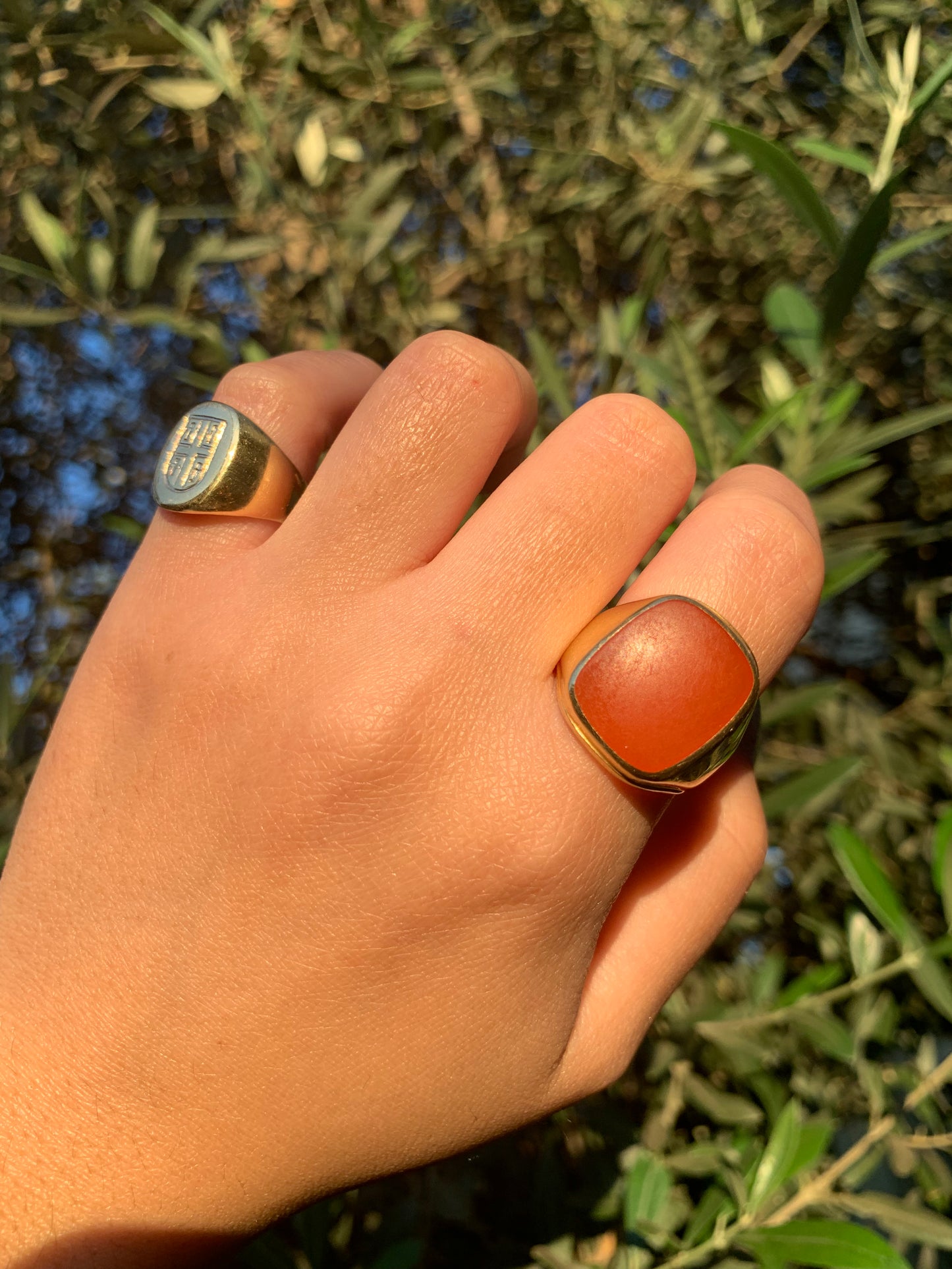 "Sol" 18k yellow gold vintage carnelian signet (vintage, only one available)